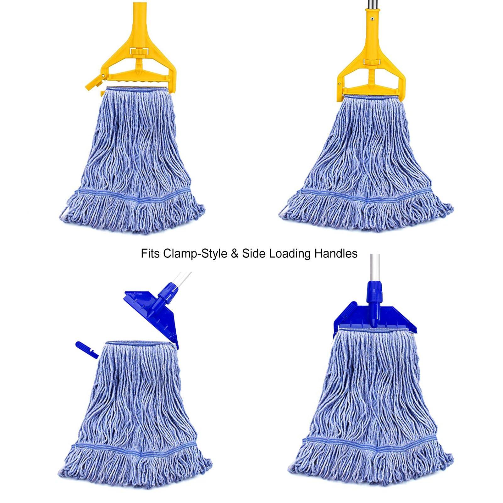 GRAREND Mop Head Replacement for Heavy Duty Commercial Mops for Floor Cleaning, Wet Industrial Blue Cotton Looped End String Head Refill (Pack of 4) - Image 6