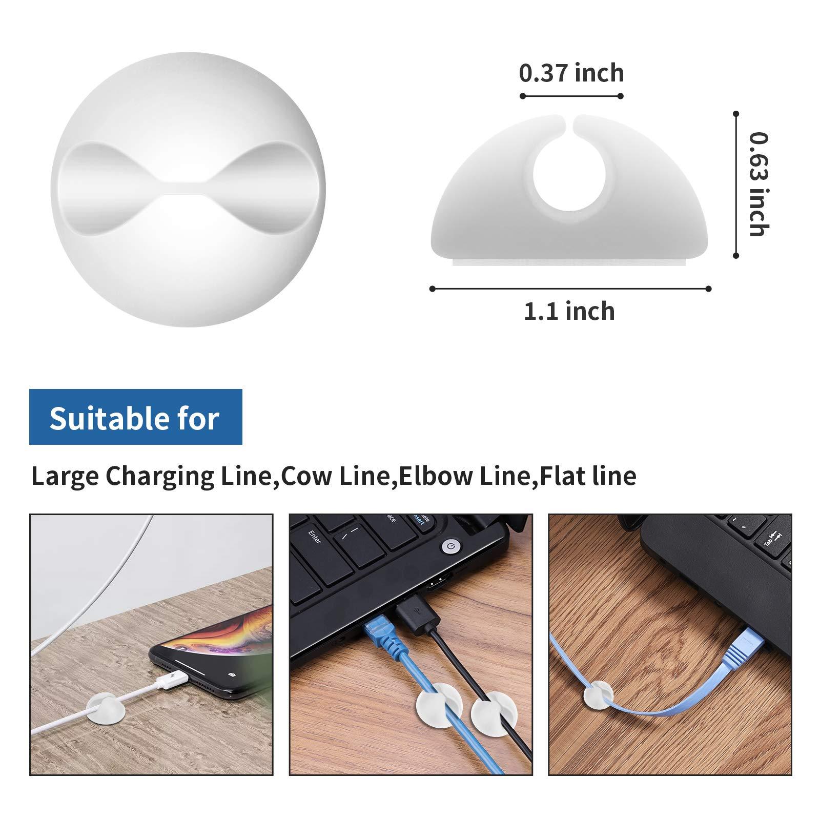 CHEFBEE 8 Pack Adhesive Cable Clips, Cable Cord Holder Organizer Management System for Desk, Wire Clips for All Your Computer, Electrical, Charging or Mouse Cord, White - Image 2