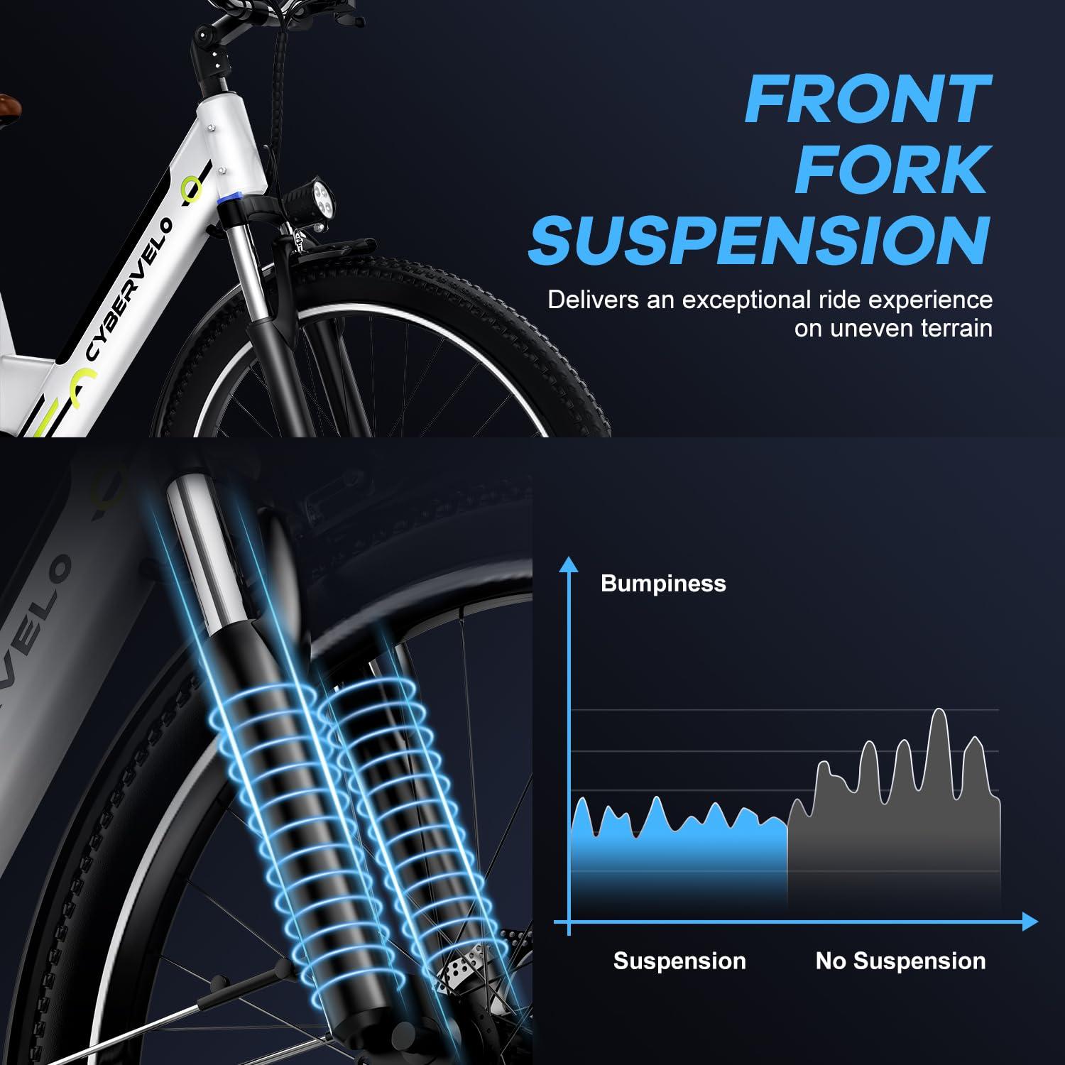 Cybervelo 1000 Peak Electric Bike for Adults,up 80 Miles Removable Battery Ebike, 26" Electric E Bike with 7-Speed,Adult Electric Bicycles for Commute Beach Snow Womens All Terrain - Image 8