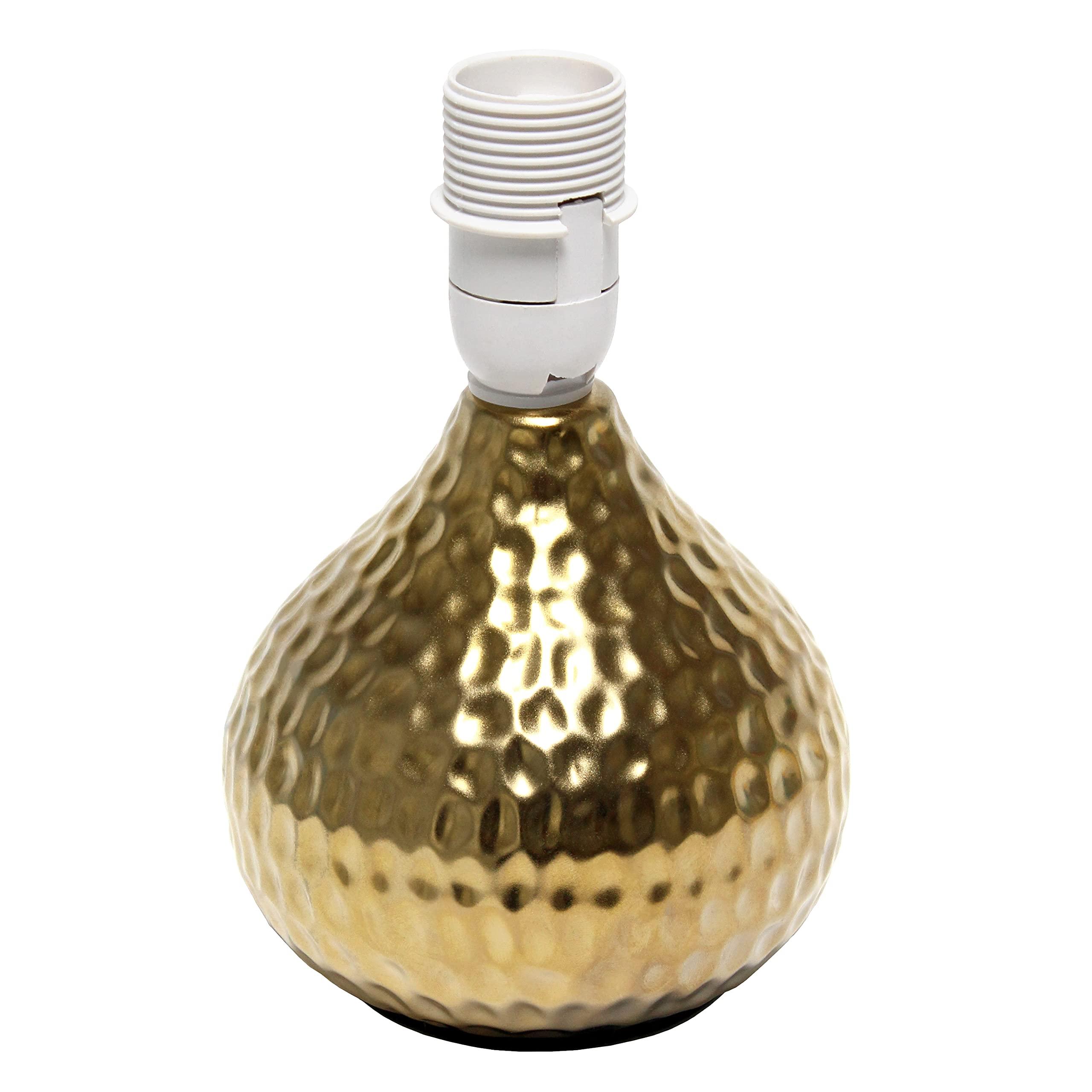 Simple Designs LT2073-GDB Mini Hammered Texture Gold Drip Table Lamp with Black Shade - Image 7