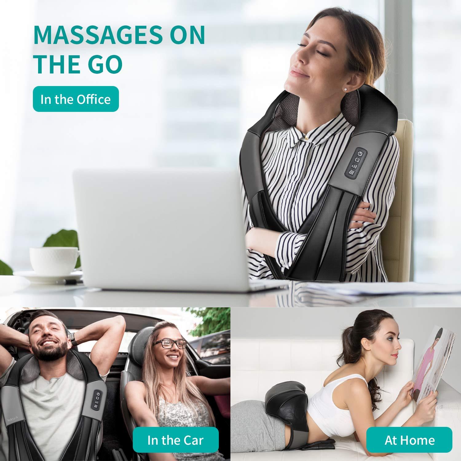Shiatsu Neck and Back Massager with Soothing Heat, Nekteck Electric Deep Tissue 3D Kneading Massage Pillow for Shoulder, Leg, Body Muscle Pain Relief, Home, Office, and Car Use - Image 8