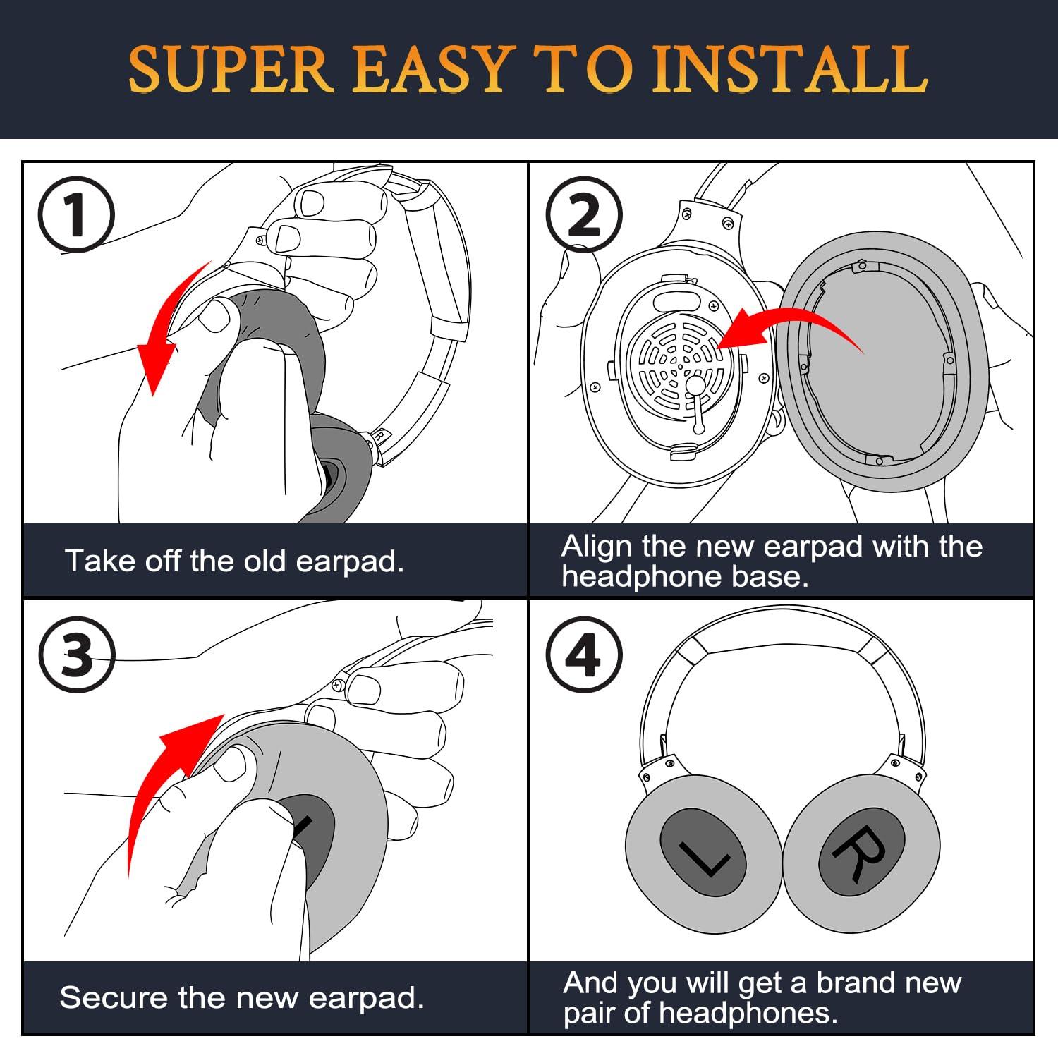 SOULWIT Earpads for TOZO HT2/HT 2 Headphones, Ear Pads Cushions with Softer Protein Leather, Noise Isolation Foam - Black - Image 5