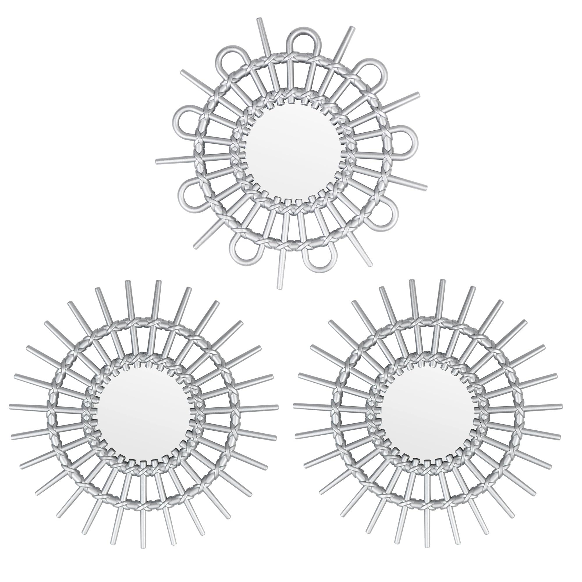 Funerom 9.8 x 9.8 inch 3 Pack Mirror Wall Decor Small Hanging Mirror for Wall (Sliver)