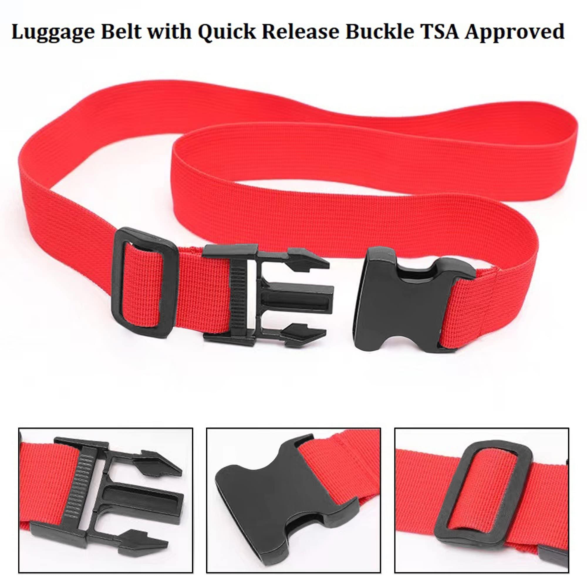 2 Pack Suitcase Straps, Bright Color Adjustable Luggage Belts, TSA Approved (Red) - Image 3