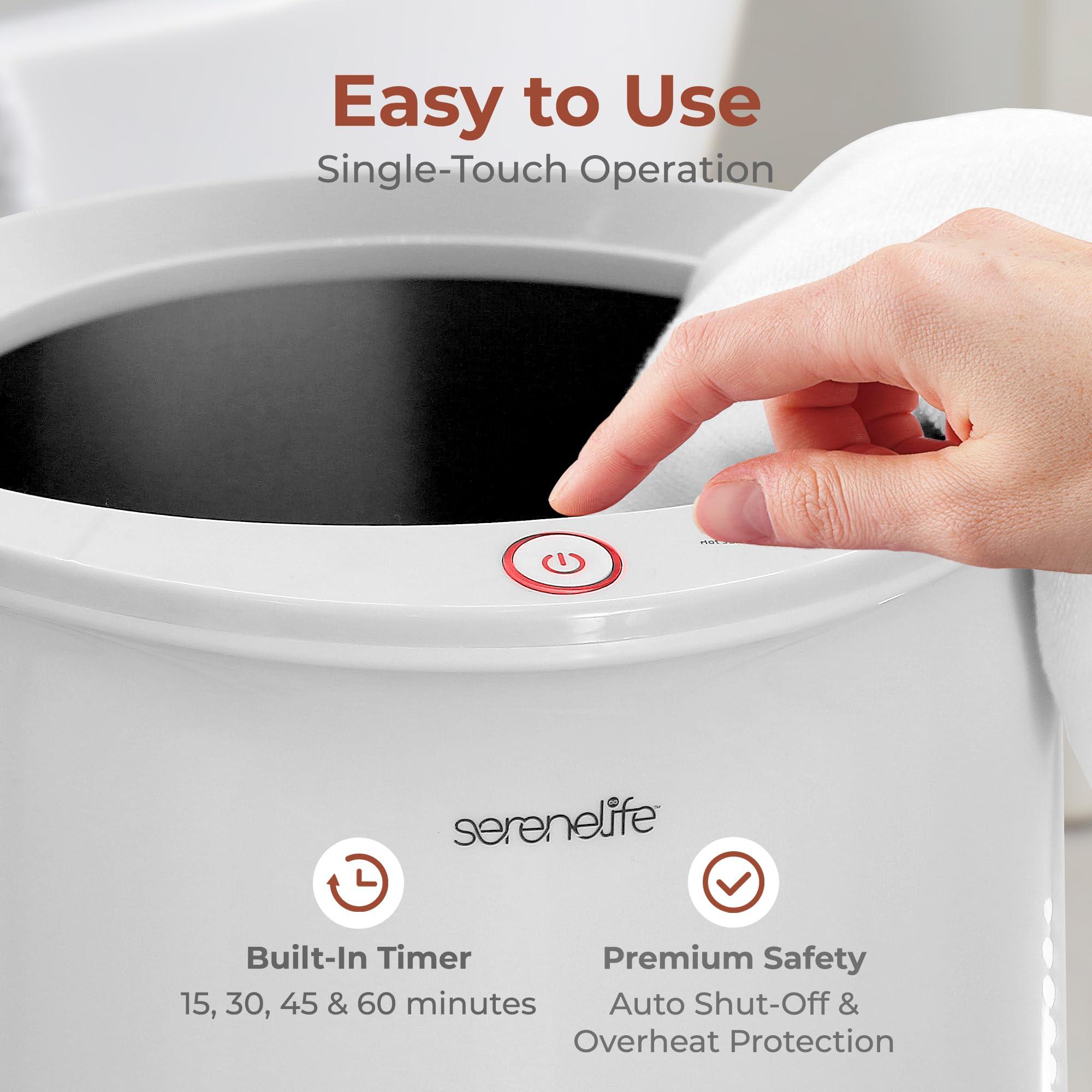 SereneLife Bucket Towel Warmers, White Large Towel Warmer for Spa and Bathroom, Luxury Towel Heater Gifts for Him & Her, Auto Shut-Off, Fits 2 large, Blankets, Bathrobes, PJ's - Image 4