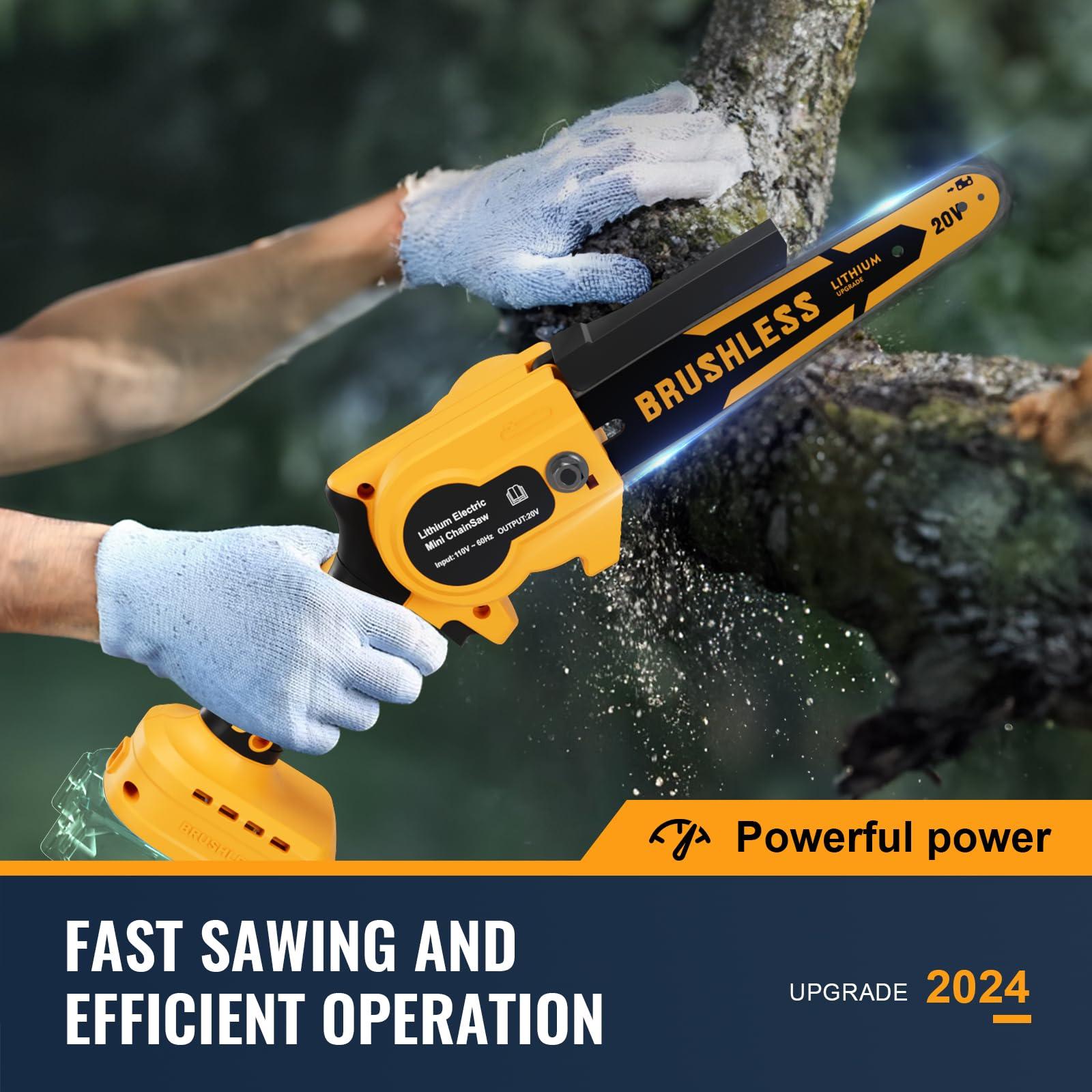 Cordless Mini Chainsaw 8 Inch for Dewalt 20V MAX Battery Powered (NO Battery), Electric Chainsaw, Cordless Hand Chainsaw, Portable Small Rechargeable Pruning Chain Saw for Wood Cut Tree Trimming - Image 4