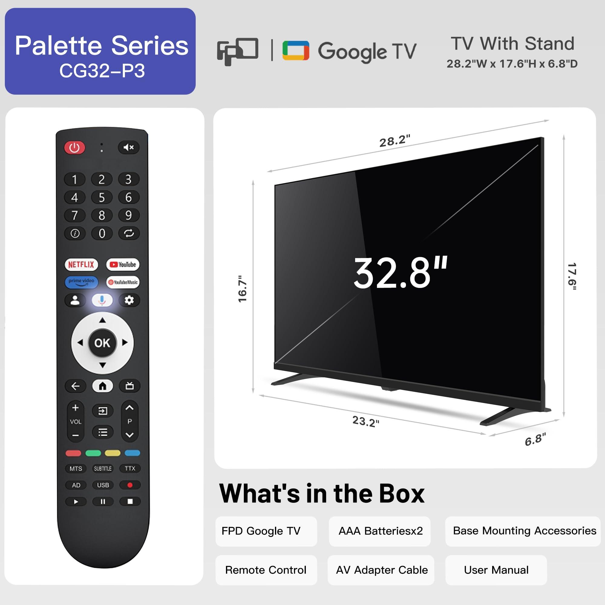FPD Palette-Series CG32-P3 32-inch Smart TV with Google TV, Google Play, Google Cast Built-in, Stream Live TV, HD 720p, 2024 Model, HDR 10, Dolby Audio, Voice Remote - Image 9