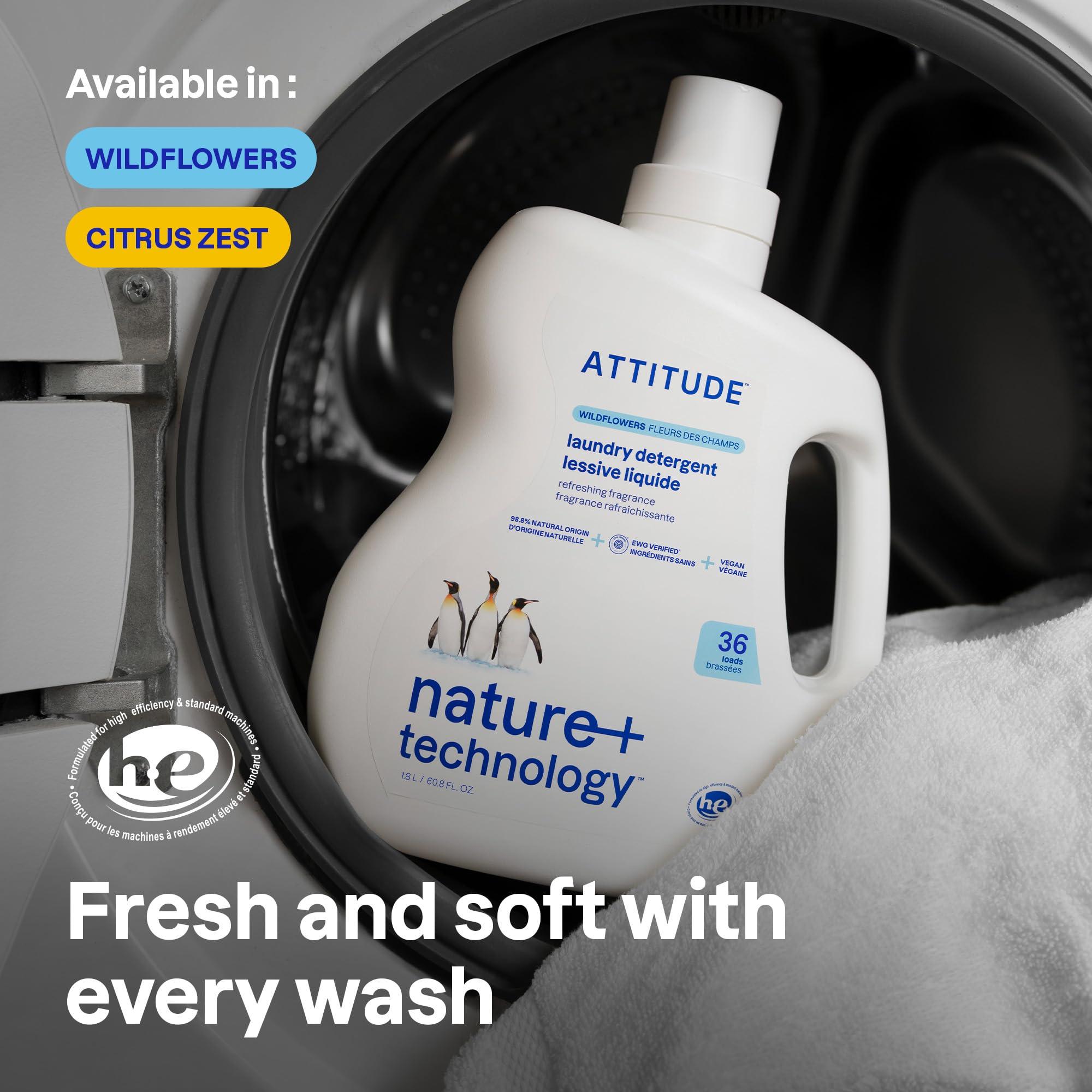 ATTITUDE Liquid Laundry Detergent, EWG Verified, HE Compatible, Plant-Based & Vegan, Natural Laundry Soap, Wildflowers Scent, 36 Loads, 60.8 Fl Oz - Image 2