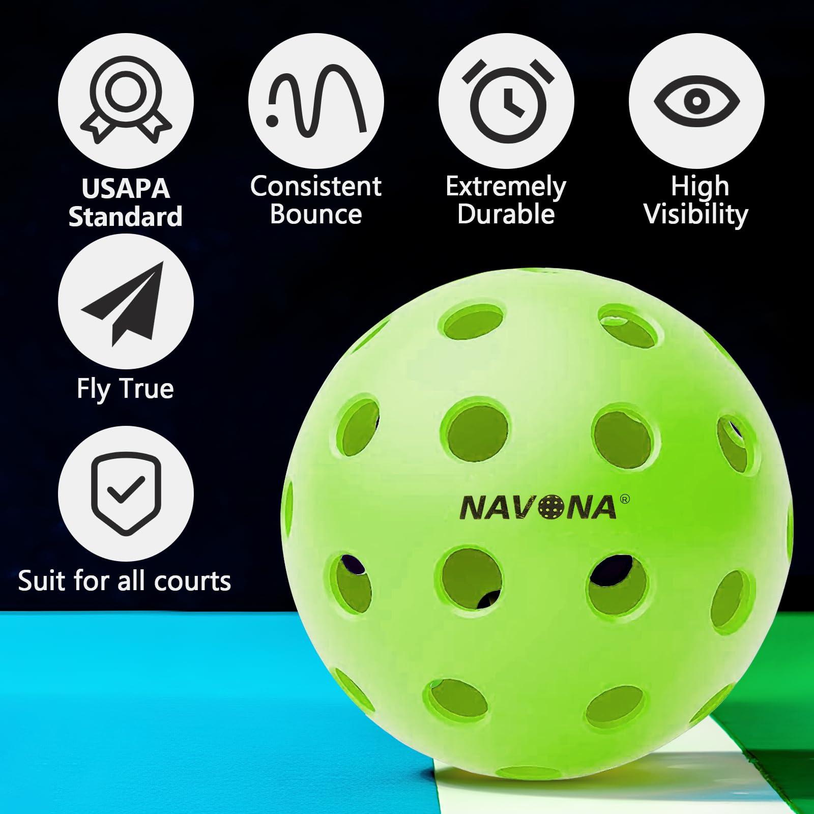 Navona 40 Pack Premium 40-Holes Multicolor Outdoor Pickleball Balls, Meet USAPA Official Requirement, Perfectly Balanced, High Bounce True Flight, Durable Outdoor Pickleball Set - Image 3