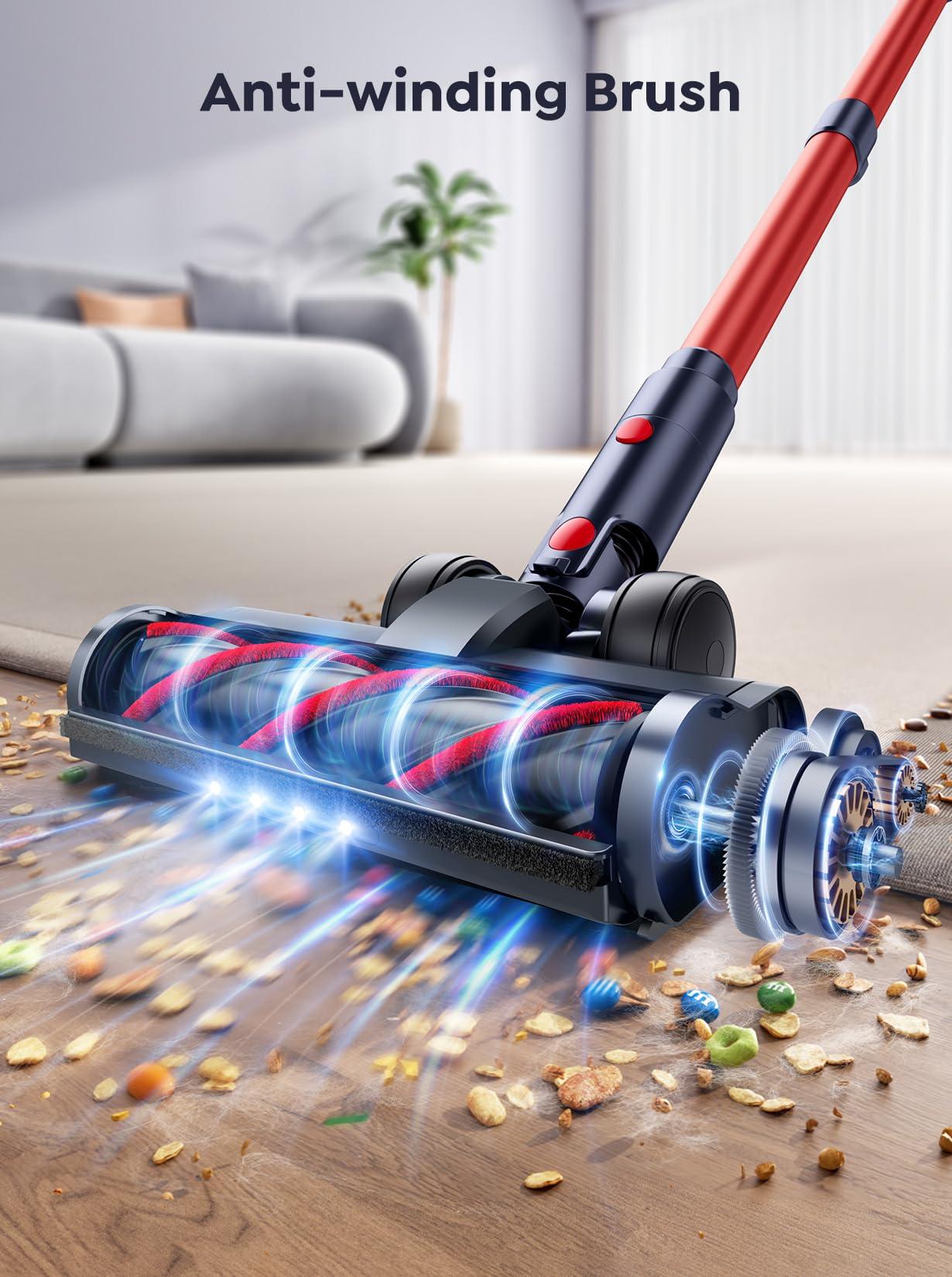 INTETURE Cordless Vacuum Cleaner, 550W 45Kpa Vacuum Cleaners for Home, Stick Vacuum with Self-Standing, Max 60 Mins, Touch Screen, Vacuum Cleaner with Charging Station for Hard Floor Carpet Car Pet - Image 7
