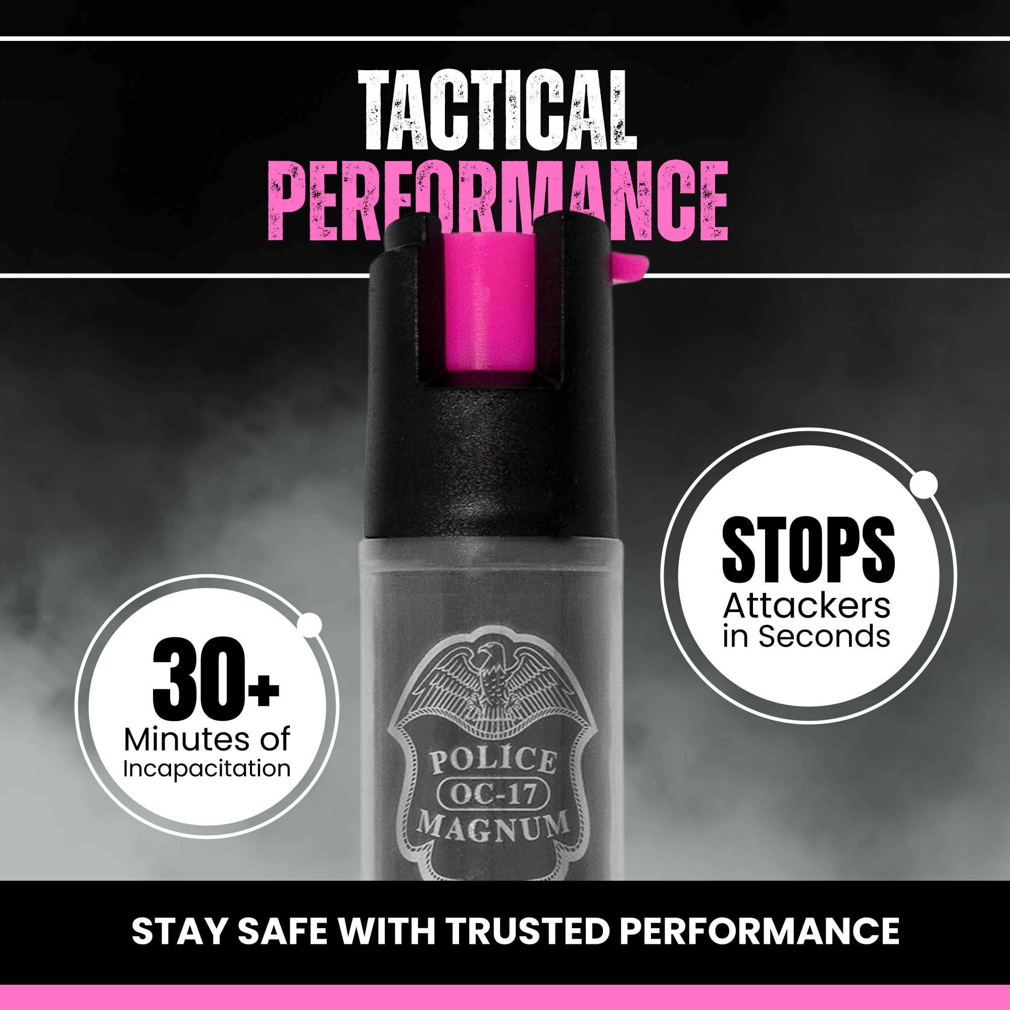 Police Magnum Mini Pepper Spray Self Defense Safety Tool- Tactical Strong Built-in Keyring Holder- Maximum Heat Strength OC- Made in The USA 1/2oz - Image 6