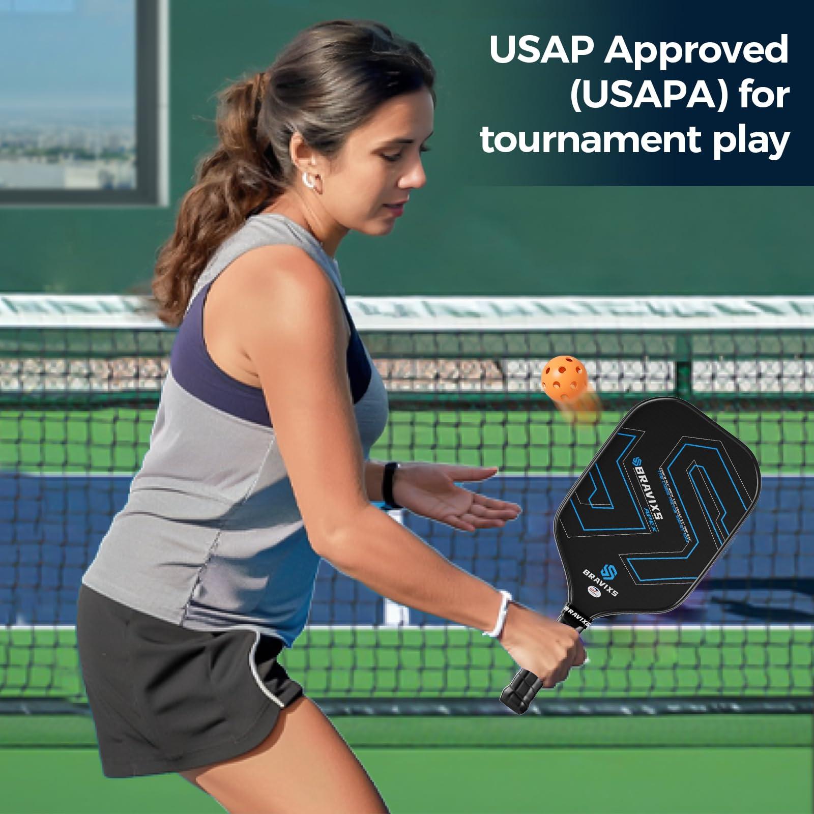Bravixs Pickleball Paddles Set of 2 USAPA Approved T700 Raw Carbon Fiber Pickleball Paddle, Friction Surface Pickleball Rackets with 4 Balls 1 Pickleball Bag, Pickle Ball Paddle Set for Men and Women - Image 5