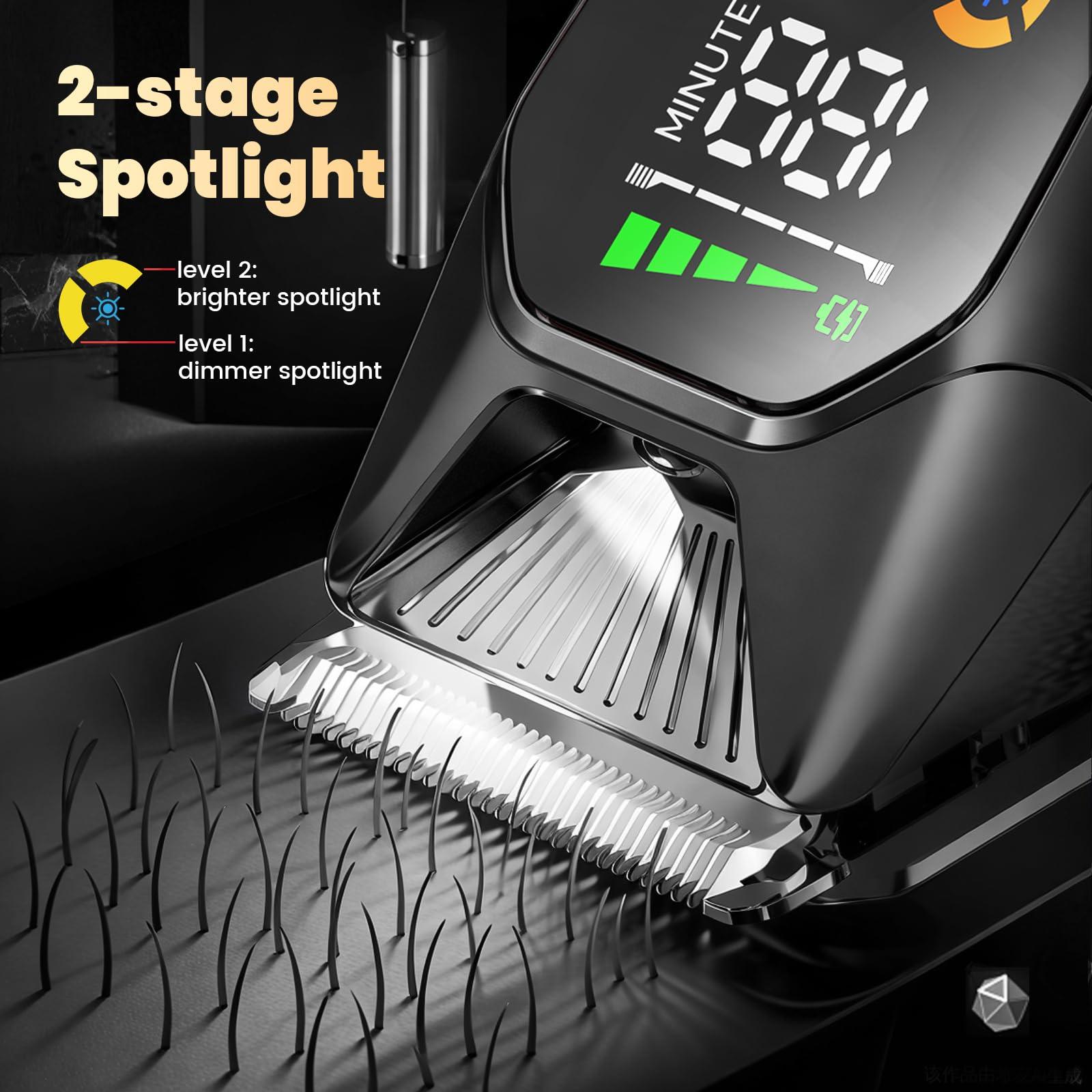 ENSSU Hair Clippers for Men Professional, Rechargeable Hair Trimmer Cordless Barber Clippers with 50mm Blade, Large LED Display, 180-Minutes Runtime for Home Hair Cutting (Black with LCD) - Image 4