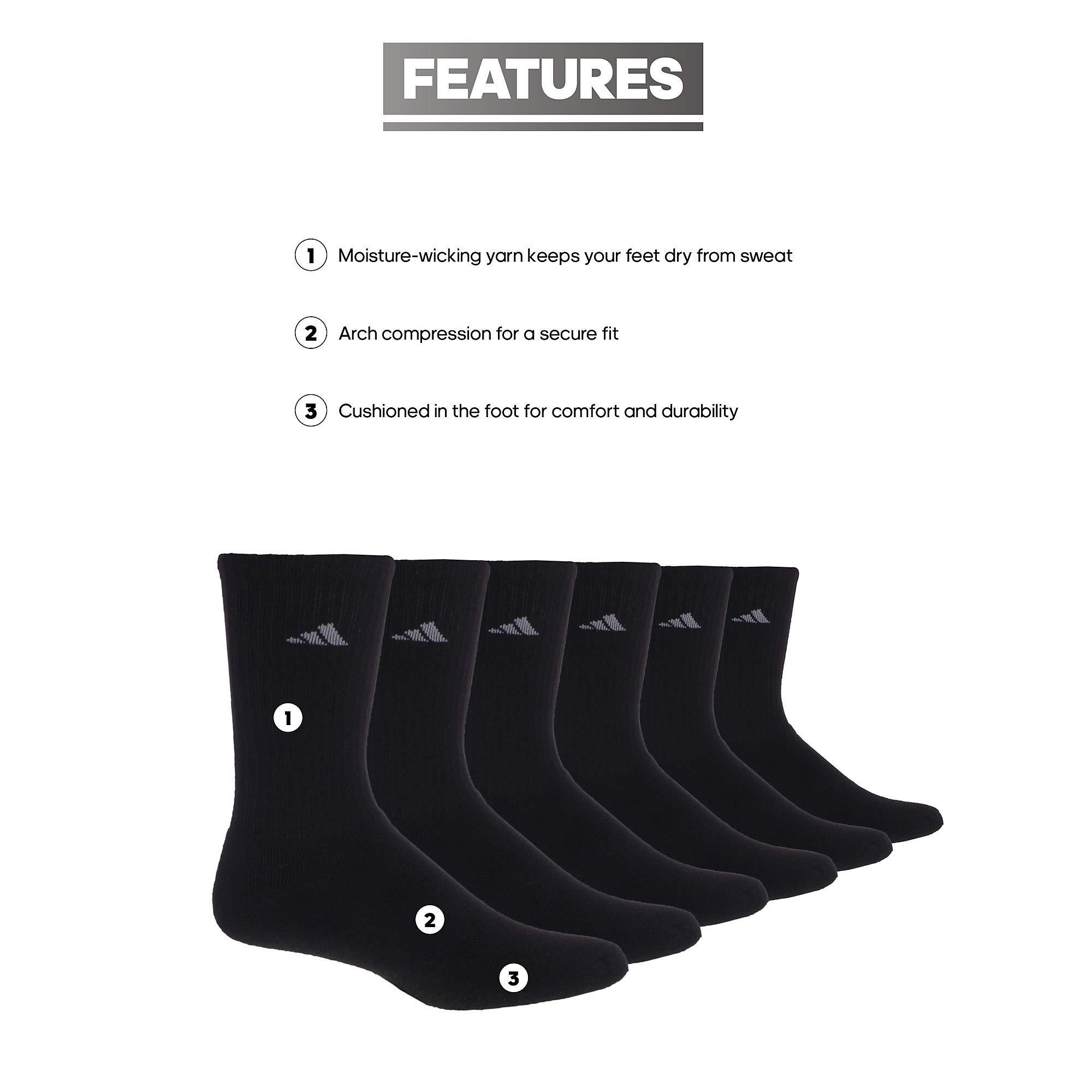 adidas Women's Athletic Cushioned Crew Socks with Arch Support, 6-Pack, Durable, Moisture-Wicking - Image 2