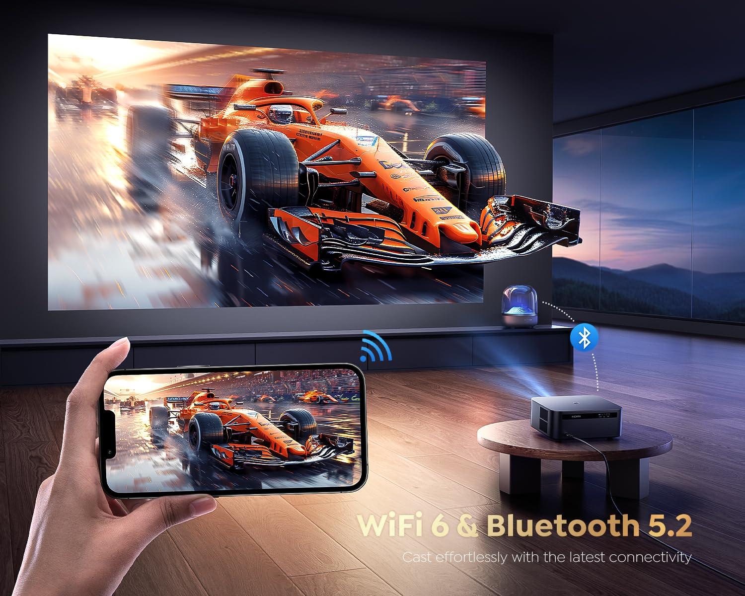 [1200 ANSI/Google TV/Voice Control]Smart Projector with WiFi 6 and Bluetooth, Netflix-Licensed 4K Support, Outdoor Movie Proyector, 1080P Home Ceiling Auto Focus Projector, PUTRIMS K12 Gray - Image 5