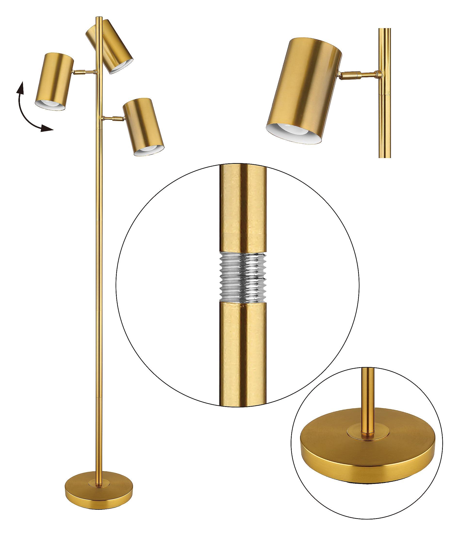 Tree Floor Lamp with 3 Light Bulbs,Gold Standing Tall Pole Lamp with 3 Adjustable Rotating Lights,Farmhouse Floor Lamp for Living Room Bedroom Office,Vintage Standing Lamp 9W E26 LED Bulbs Included - Image 6