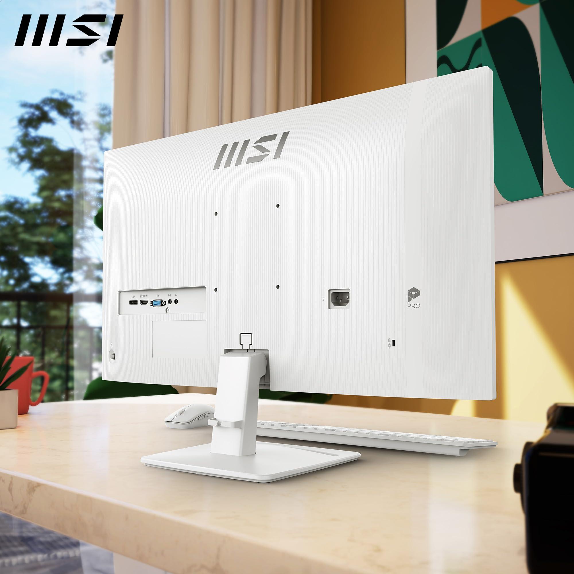 MSI PRO MP275W E2 27-inch IPS 1920 x 1080 (FHD) Gaming Office Monitor, 120Hz, Free-Sync, HDMI, DisplayPort, VGA Port, VESA Mountable, Tilt, Speaker, 4-Side Slim Bezel 1ms, White - Image 3