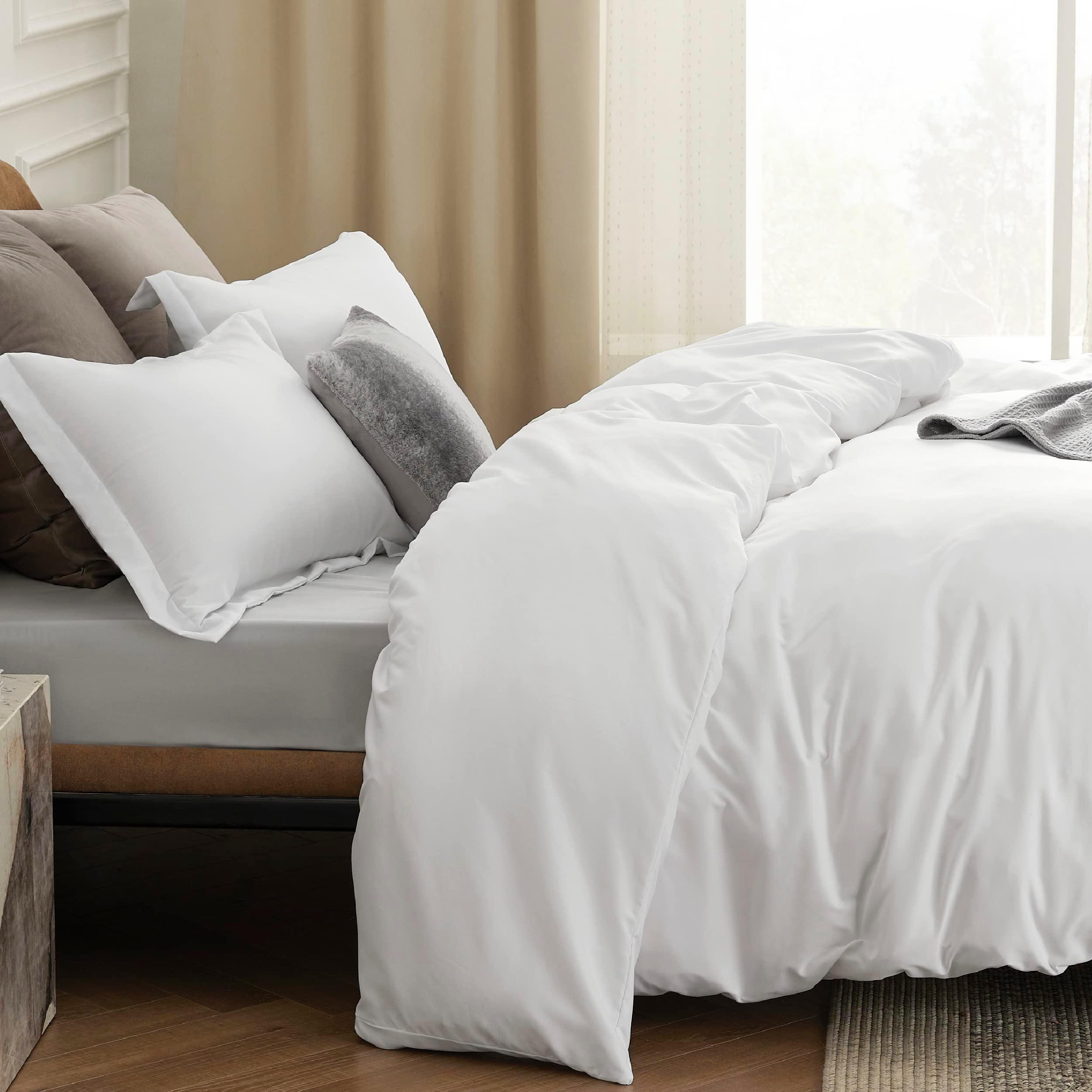 Bedsure White Duvet Cover Queen Size - Soft Double Brushed Bedding Set for Kids & Adults, Zipper Closure, 3 Pieces, Includes 1 Duvet Cover (90"x90") & 2 Pillow Shams, NO Comforter - Image 4