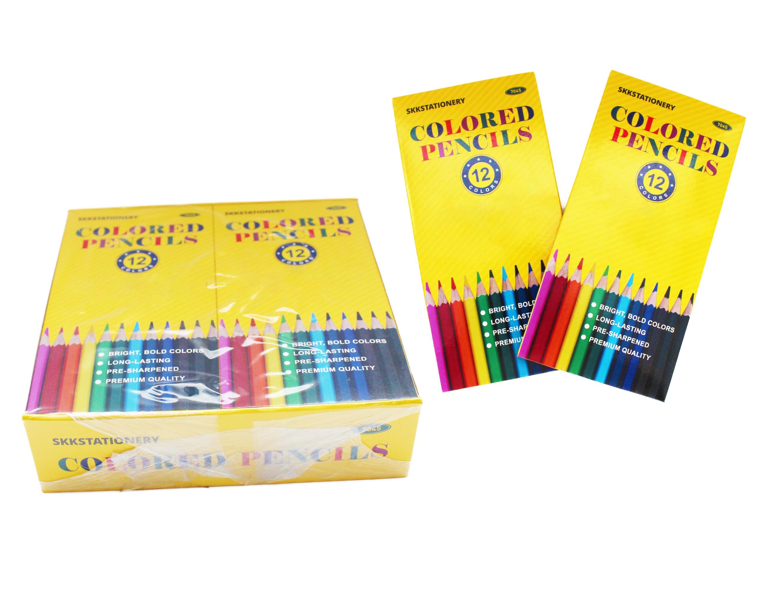 SKKSTATIONERY 144Pcs Colored Pencils, Pre-sharpened, coloring pencils for adults kids Bulk Back to School Supplies For Teachers 12 Colors, 12pcs/box, Total: 144Pcs.