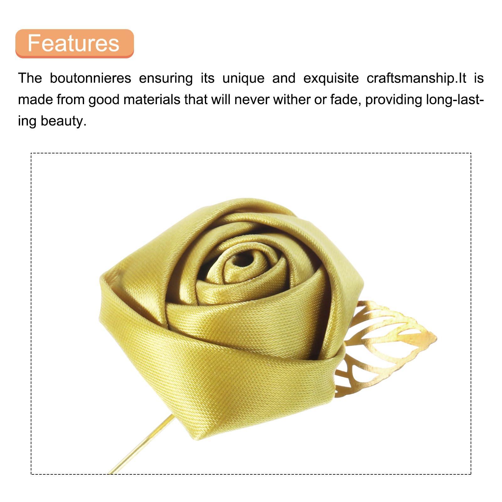 MECCANIXITY Groom Boutonnieres Rose Boutonnieres Pins for Men Wedding Ceremony Anniversary Formal Dinner Party Suit Decoration - Image 4