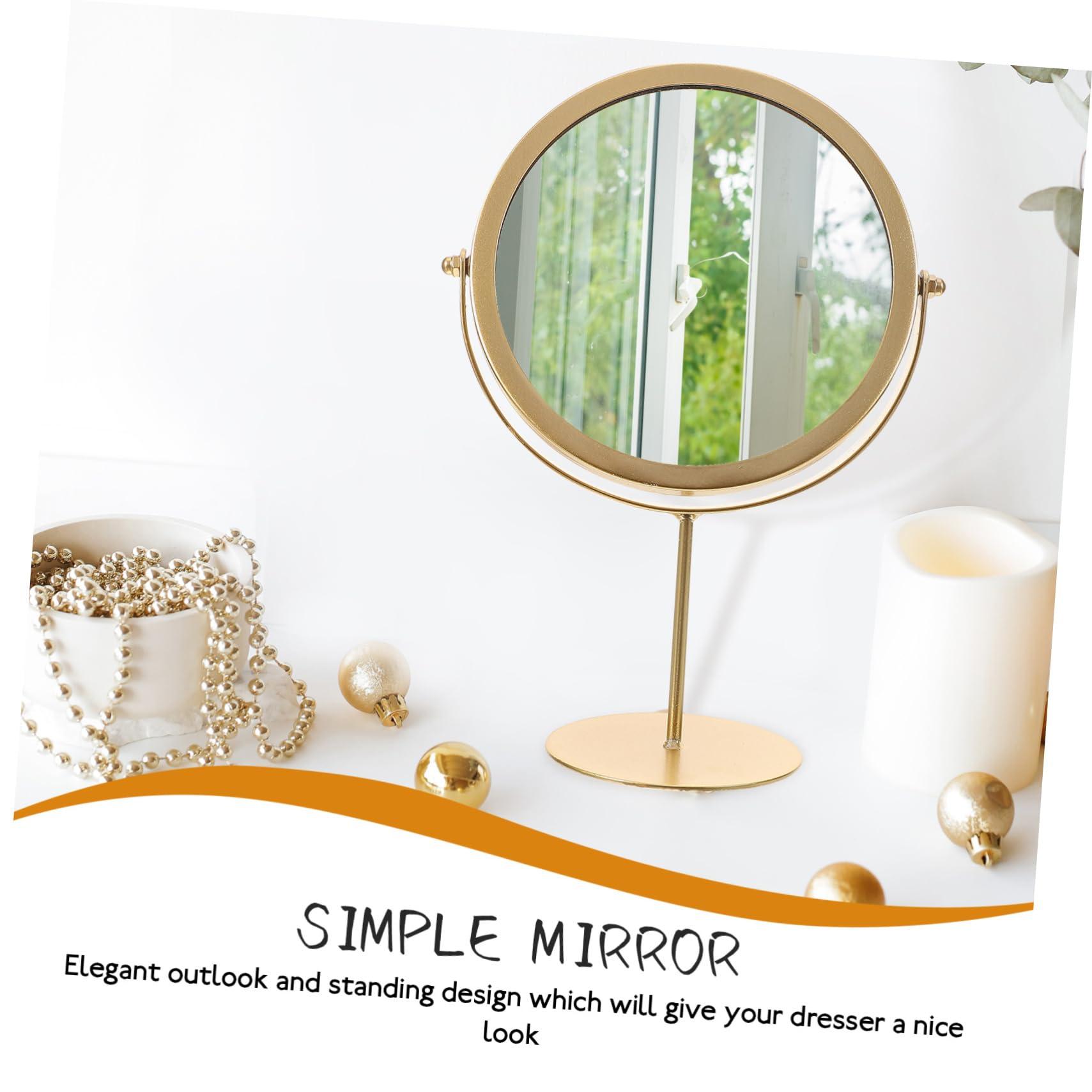 Cabilock Decorative Makeup Mirror Gold Magnifying Desk Mirror Sturdy Home Table - Image 7