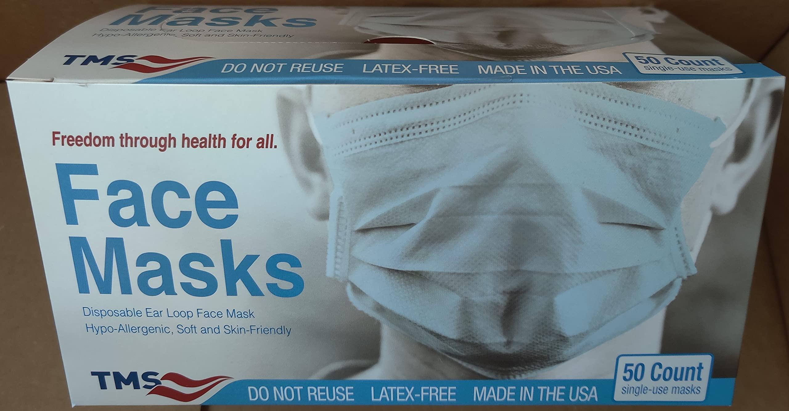 TAIJI Medical Supplies TMS Consumer Series 3-Layer Face Mask, F3502 Tested 96%, Disposable, Single-Use, 50-Count, Made in USA, Breathable, Soft, Hypoallergenic, Premium Meltblown, Latex-free - Image 2