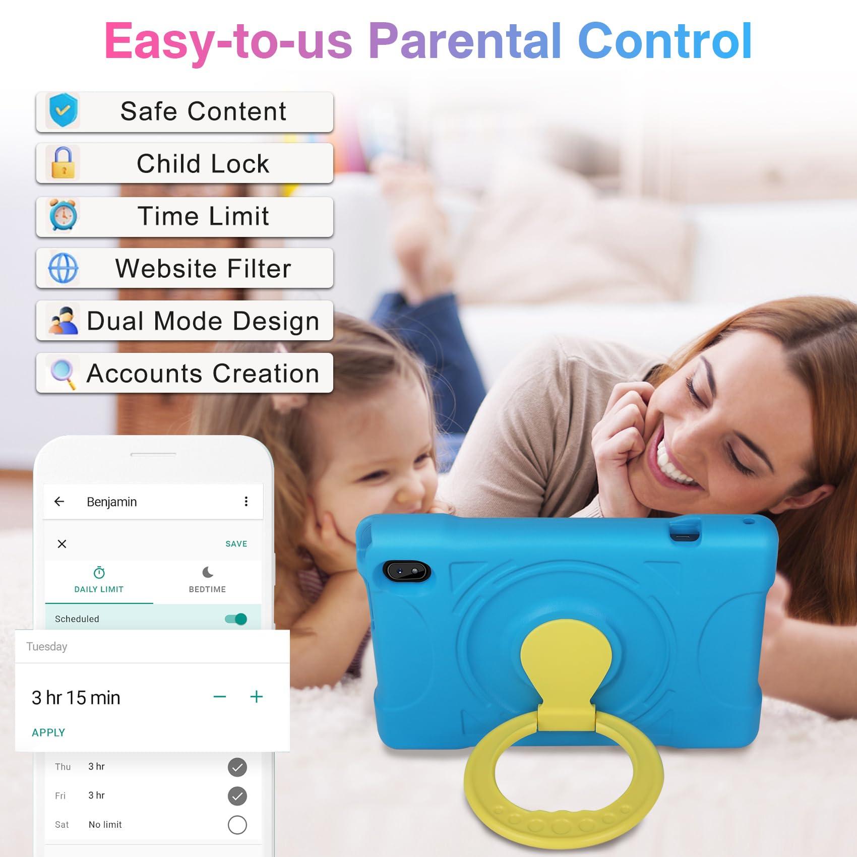 2024 Tablet 10 inch Tablets for Kids 12GB RAM 128GB ROM with Shockproof Case, Kids Space Parental Control, 6000mAh Battery, 5G/2.4G WiFi, 1280 x 800 HD Touchscreen, Bluetooth, GPS, Android 13 (Blue) - Image 4