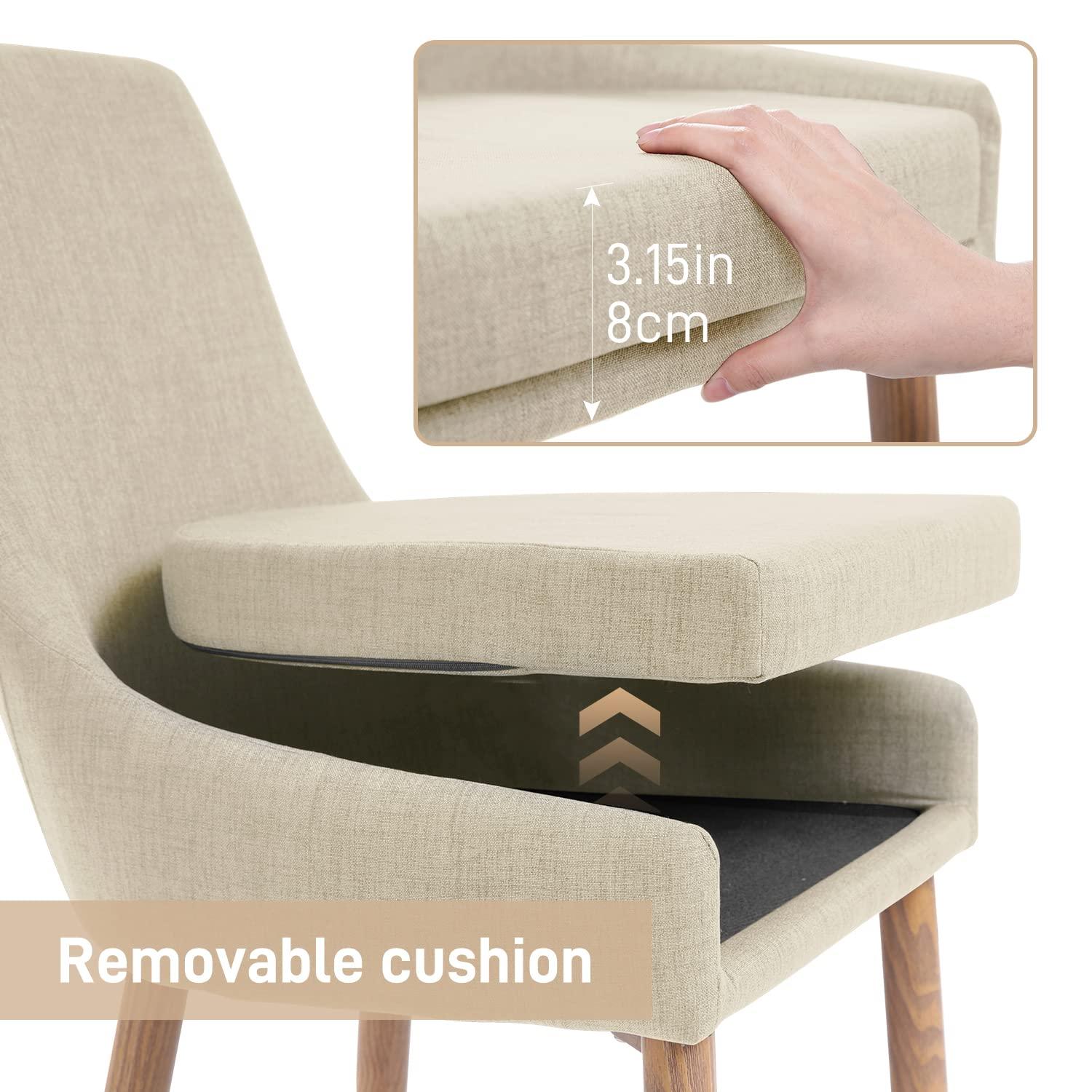 E&D FURNITURE Dining Chairs, Accent Living Room Chair Set of 2 Beige Kitchen and Dining Room Chairs with High Back 2 Pack Fabric Dining Chairs Sillas para Comedor Upholstered Dining Metal Leg Chairs - Image 4