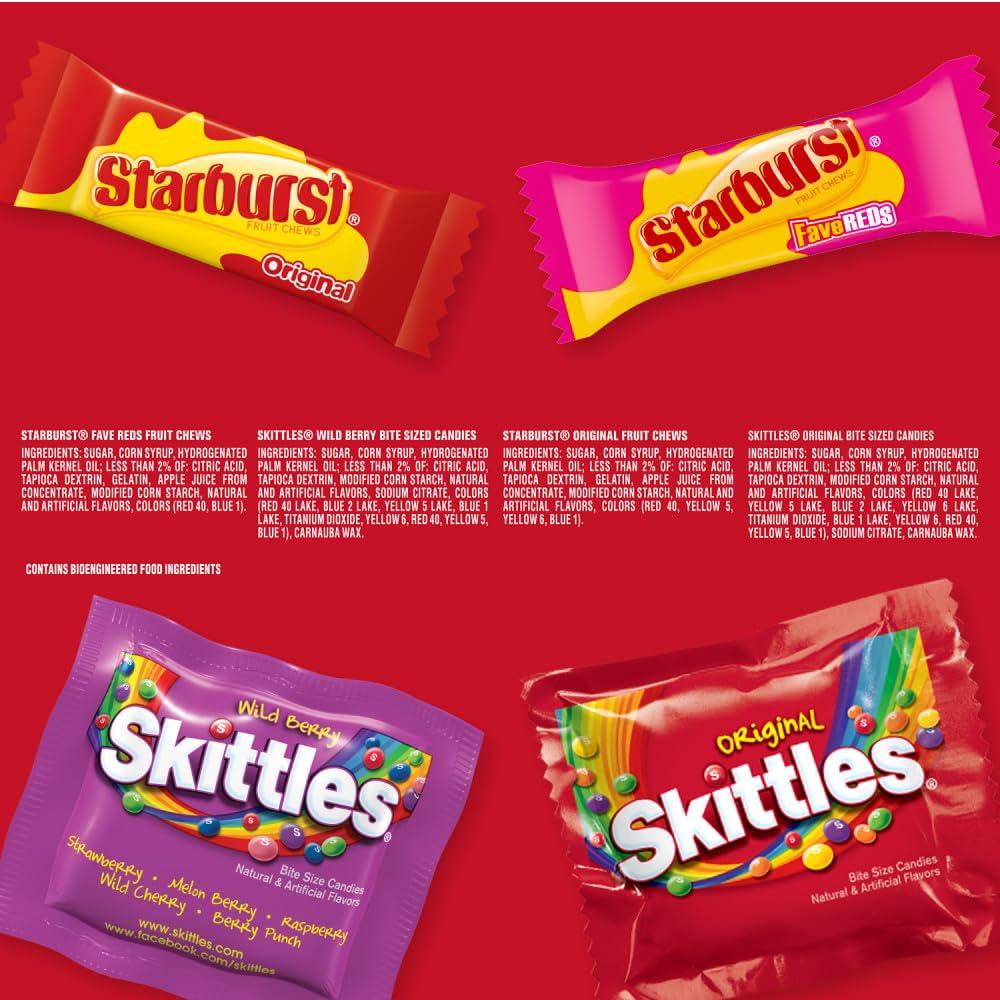 Wrigley's Assorted Candy Variety Pack, SKITTLES Original, SKITTLES Wild Berry & STARBURST Original and STARBURST FaveReds Fun Size Chewy Candy, 32.28 Oz Jumbo Pack, Bulk Bag - Image 8