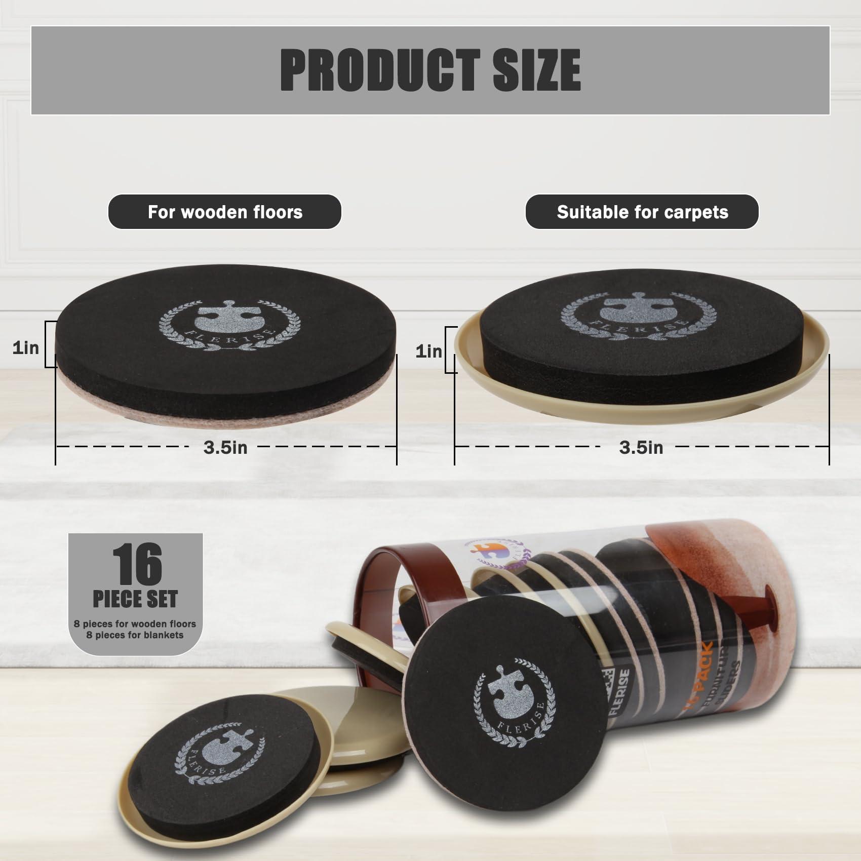 Round Furniture Moving Kit (16 Piece) for Carpeted and Hard Floor Surfaces Felt Pads Suitable for All The Furniture Sliders - Image 3