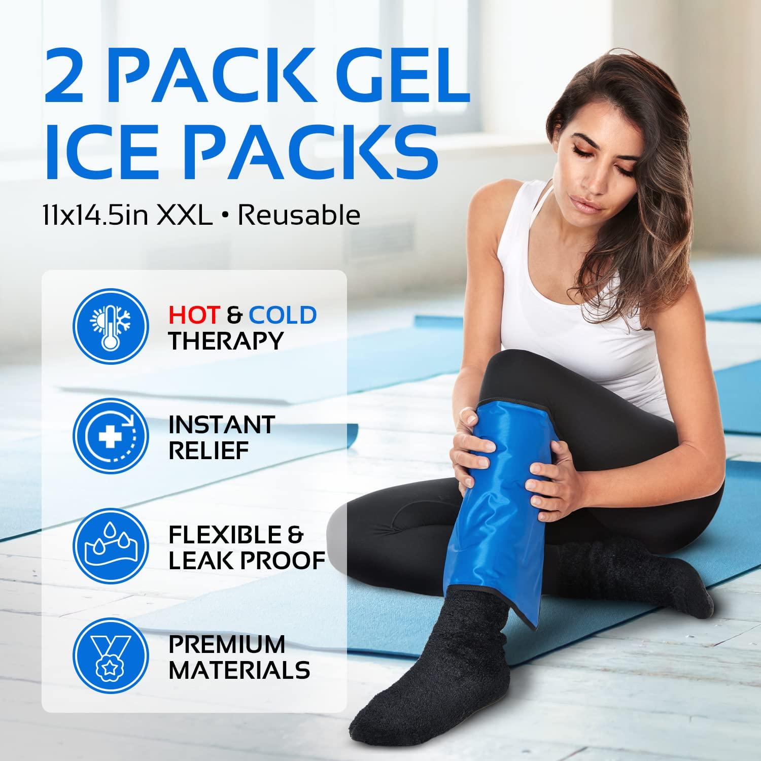 Reusable Ice Packs for Injuries Reusable | 11" x 14.5" - 2 Pack XL | Hot & Cold Pack | Large Ice Pack for Back Pain Relief, Flexible When Frozen | Cold Compress for Back, Knee, and Shoulder Injuries - Image 2