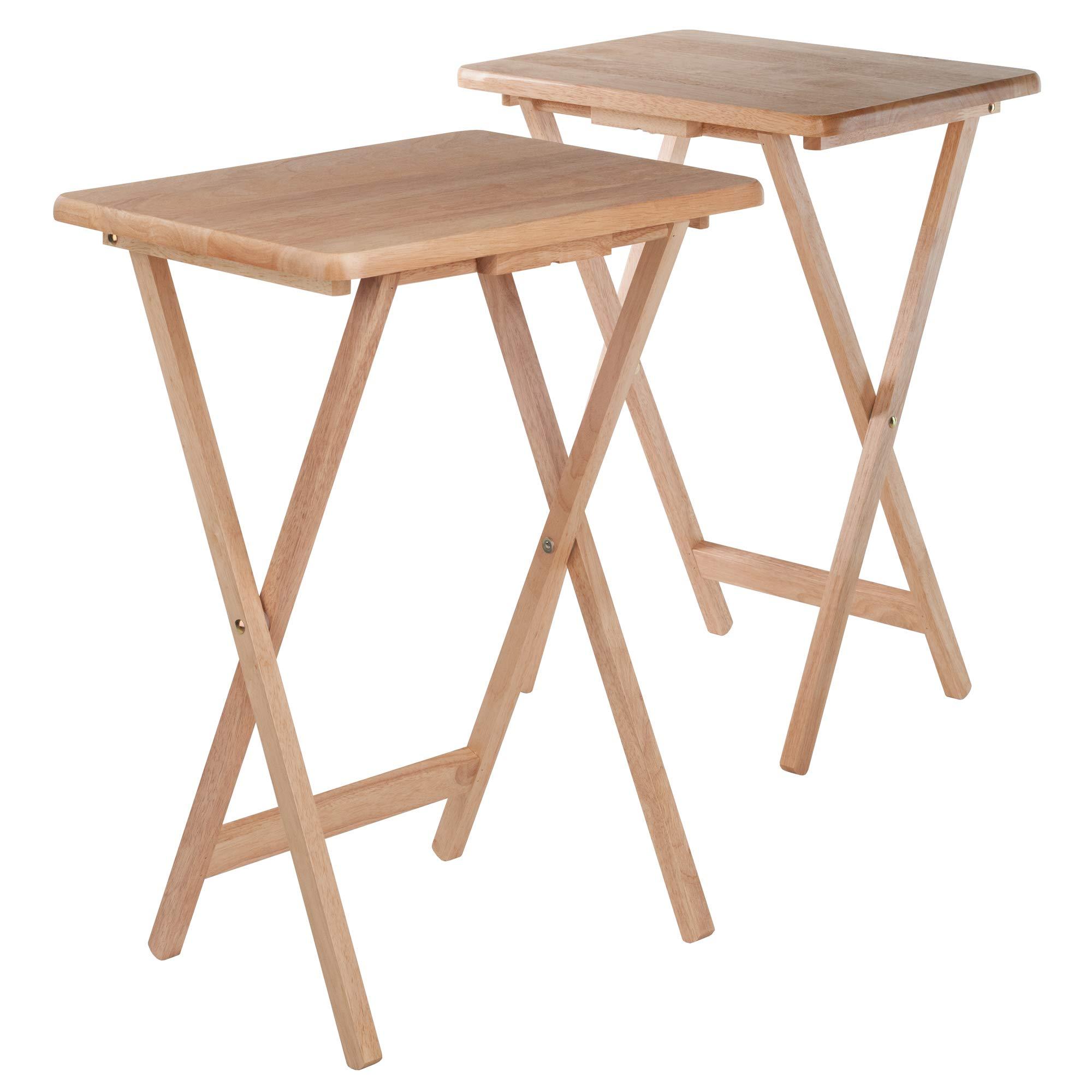 Winsome Alex Set of 2 Foldable Snack Tables, for Living Room, 26", Natural - Image 4