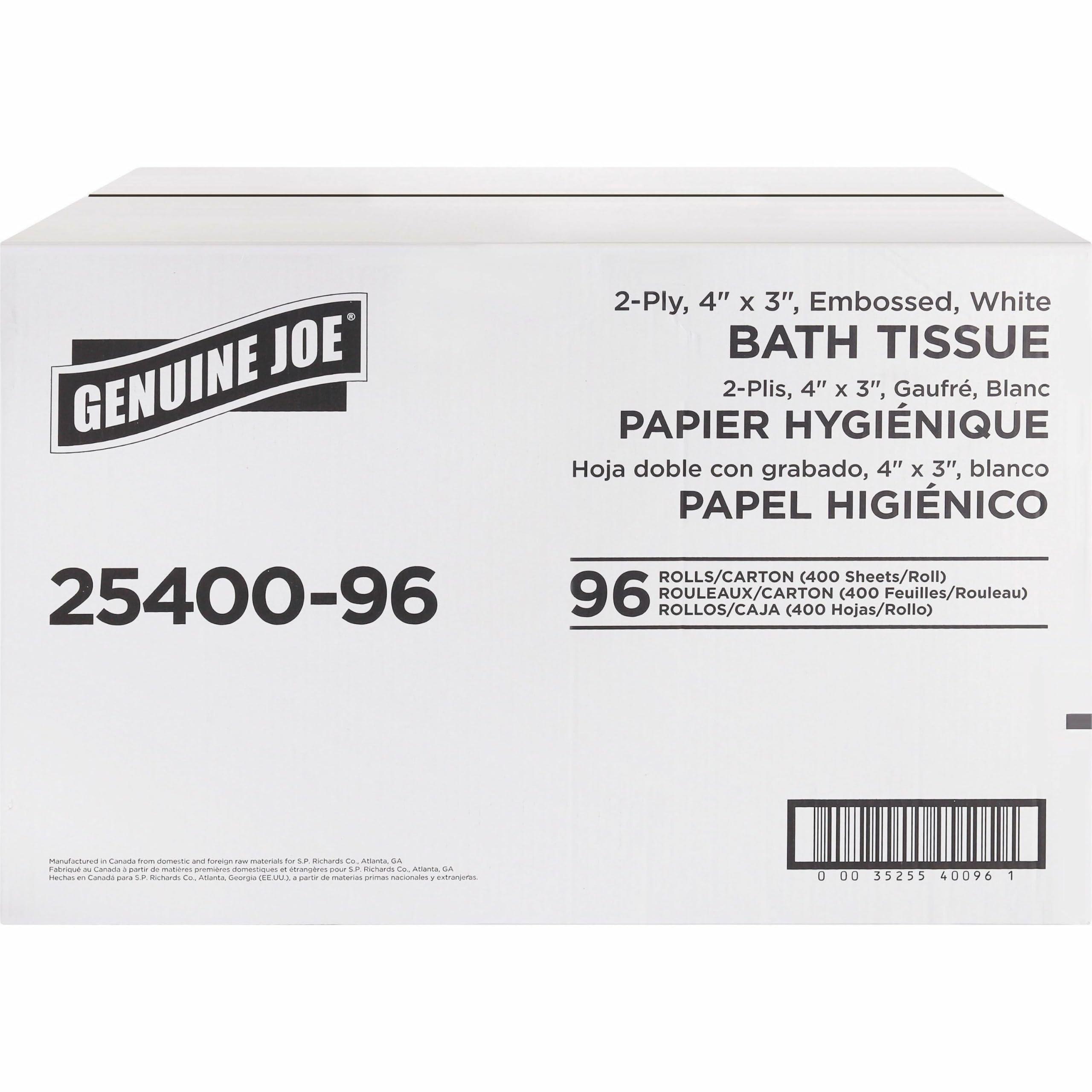Genuine Joe Standard Bath Tissue, 3" x 4", 2-Ply, 400 Sheets/Roll, 96 Count - Image 5