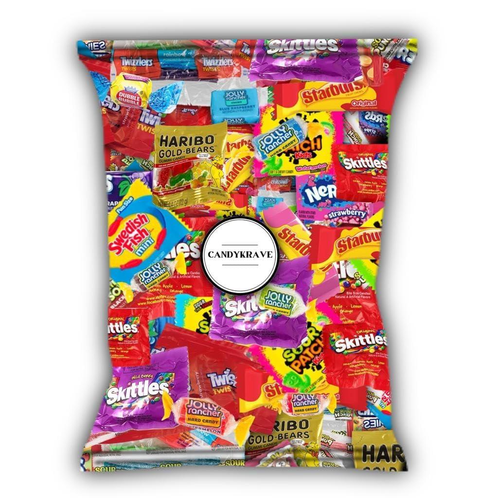 CandyKrave Assorted Candy Variety Pack - 10 Fruity Flavors - 2 lbs Bulk Candy Bag - Individually Wrapped Pinata Candy Mix - Delicious Sweets for Birthdays, Pantry, Baby Showers & Gender Reveal