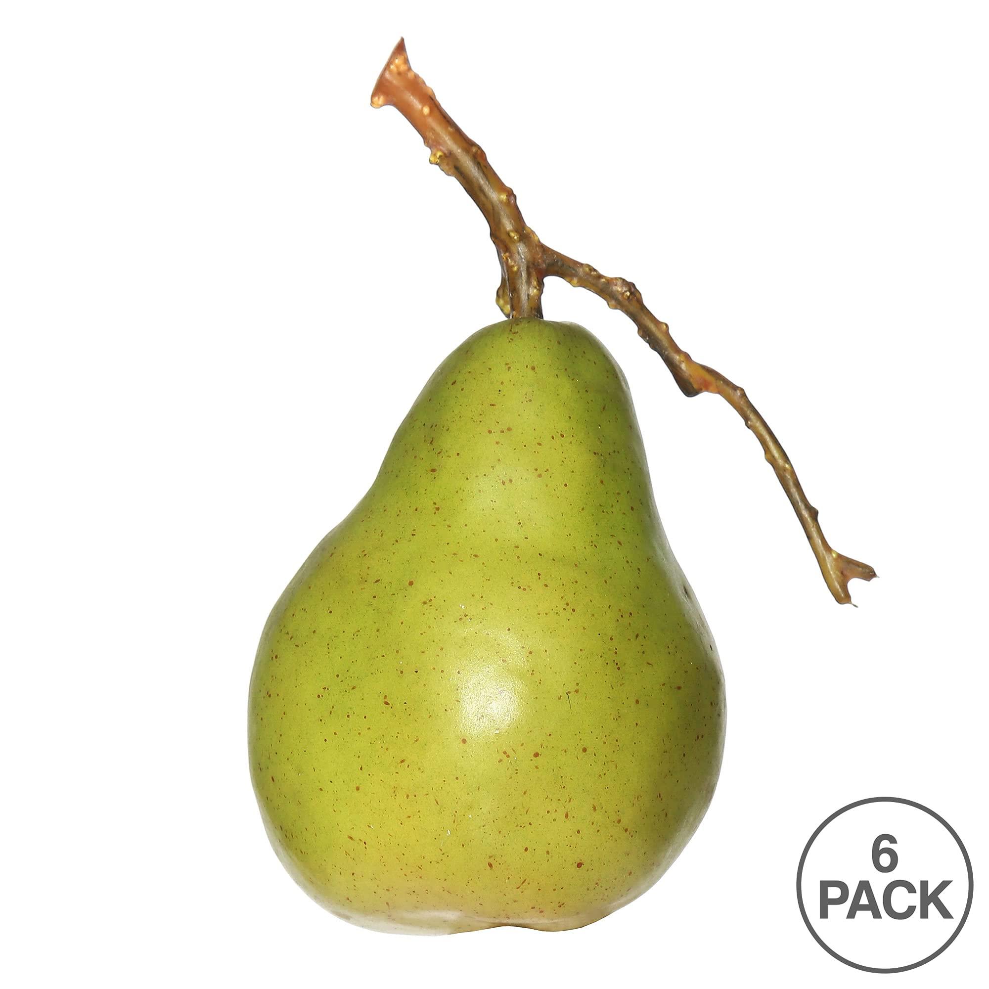Vickerman 90MM Artificial Green and Yellow Pear - Faux Fruit - 6 Pack - Realistic Accent for Home or Office Decor - Maintenace Free - Artificial Fruit - Realistic Accent for Arrangements - Image 3