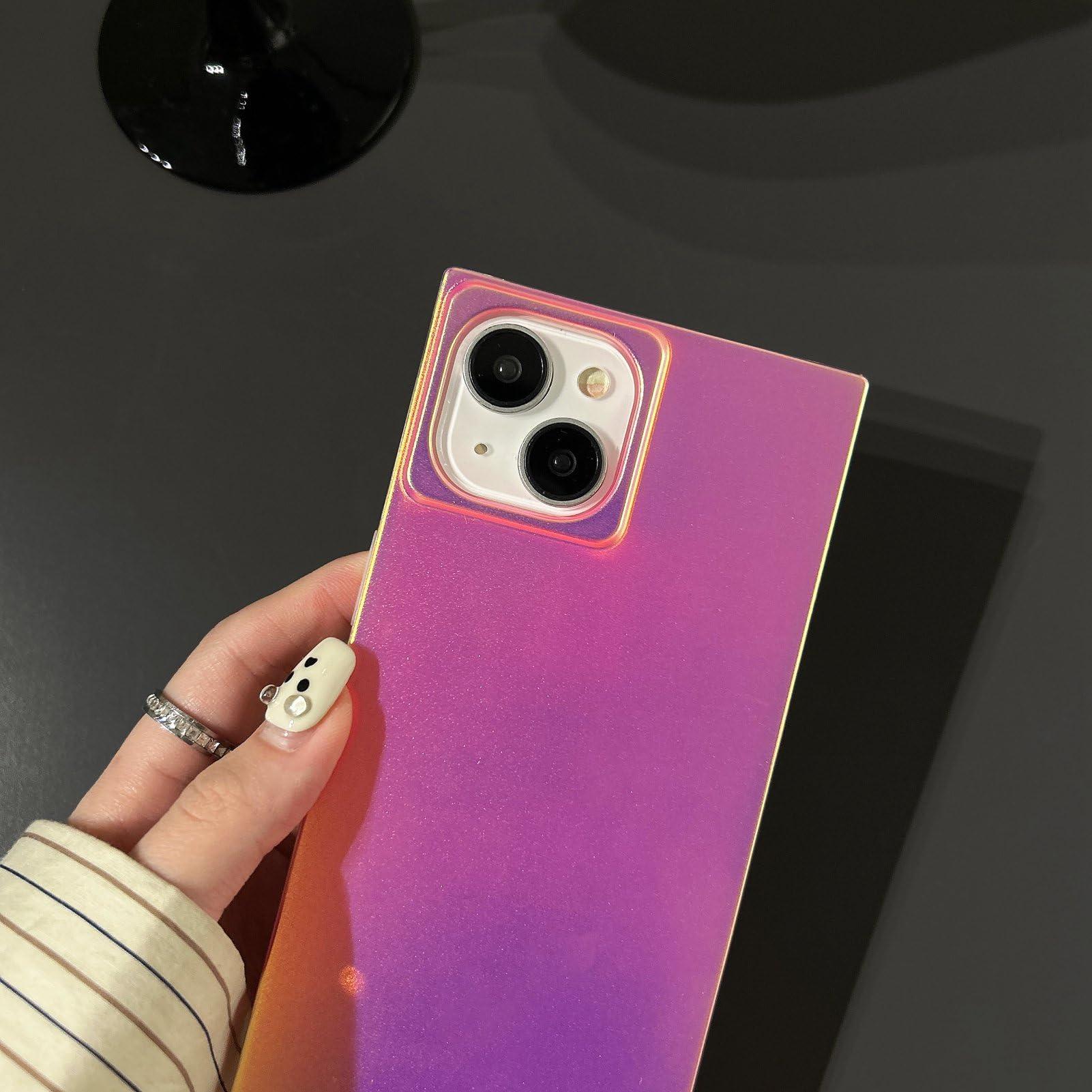 Rectangle Green Iridescent Satin Phone Case for iPhone 16 Pro Max(6.9inch),Aeshtetic Neon Color Changing Glitter Shiny Rectangled Shape Slim One Piece Protective Cover(i16promax,Green) - Image 7