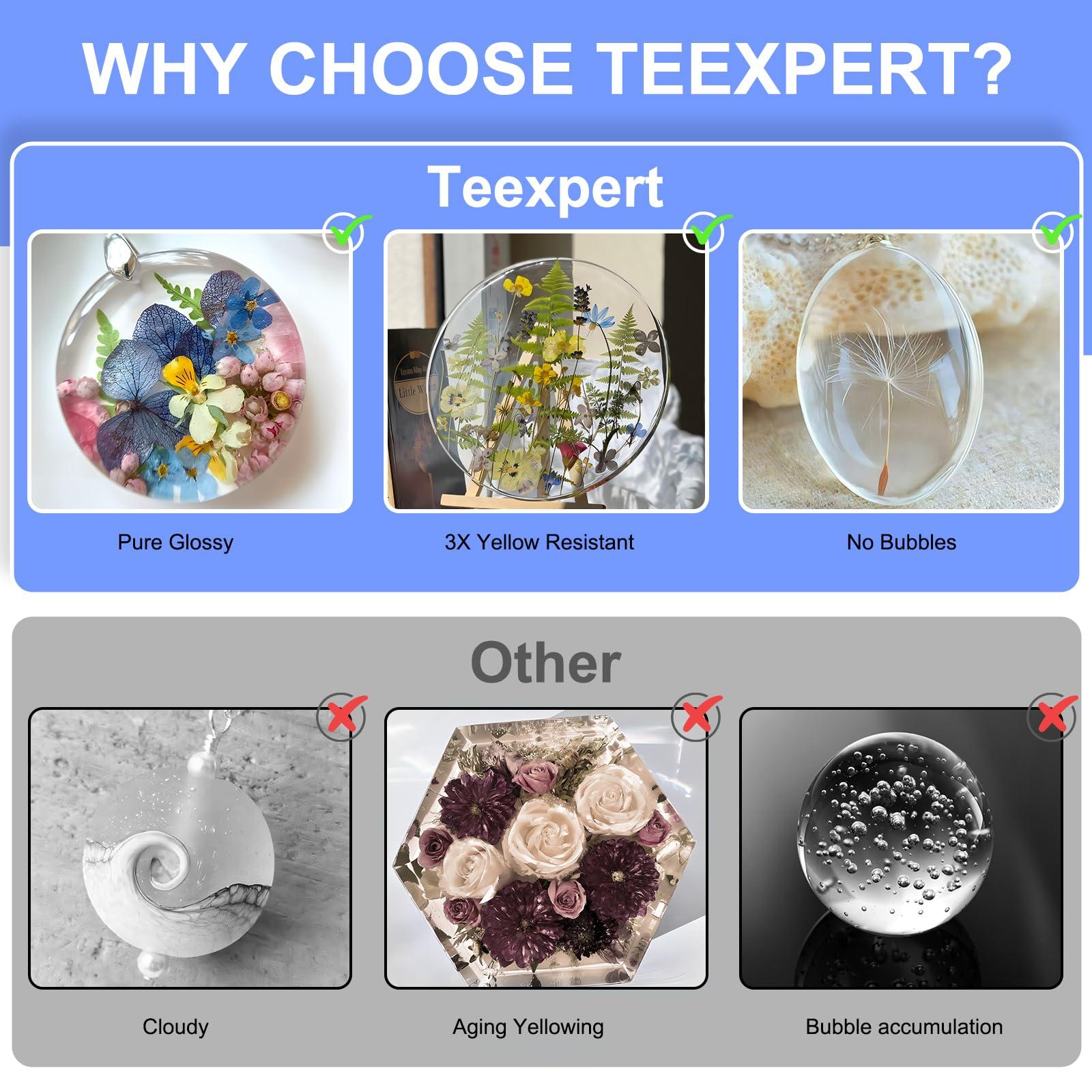 Teexpert Epoxy Resin 2 Gallon Kit, Pure Glossy Crystal Clear Resin Epoxy with Pump, Bubble Free Anti Yellowing with Self Leveling Formula for Casting, Jewelry Making, Table Top, Wood & Art Crafts - Image 5