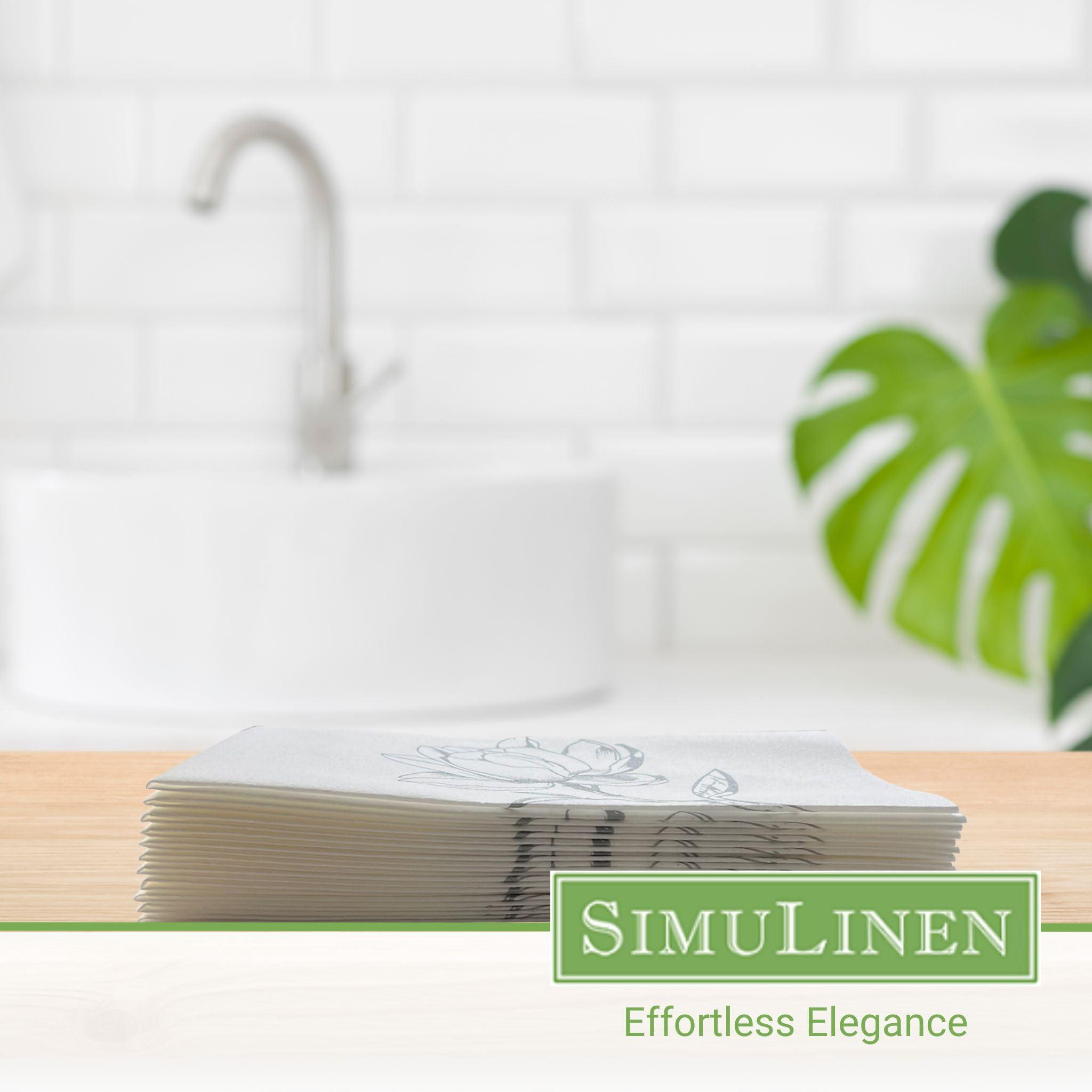 SimuLinen Silver Magnolia Disposable Bathroom Guest Towels - Folded, Single-Use, Kosher Paper Towels, 12x17", 100ct (Made in USA) - Image 4