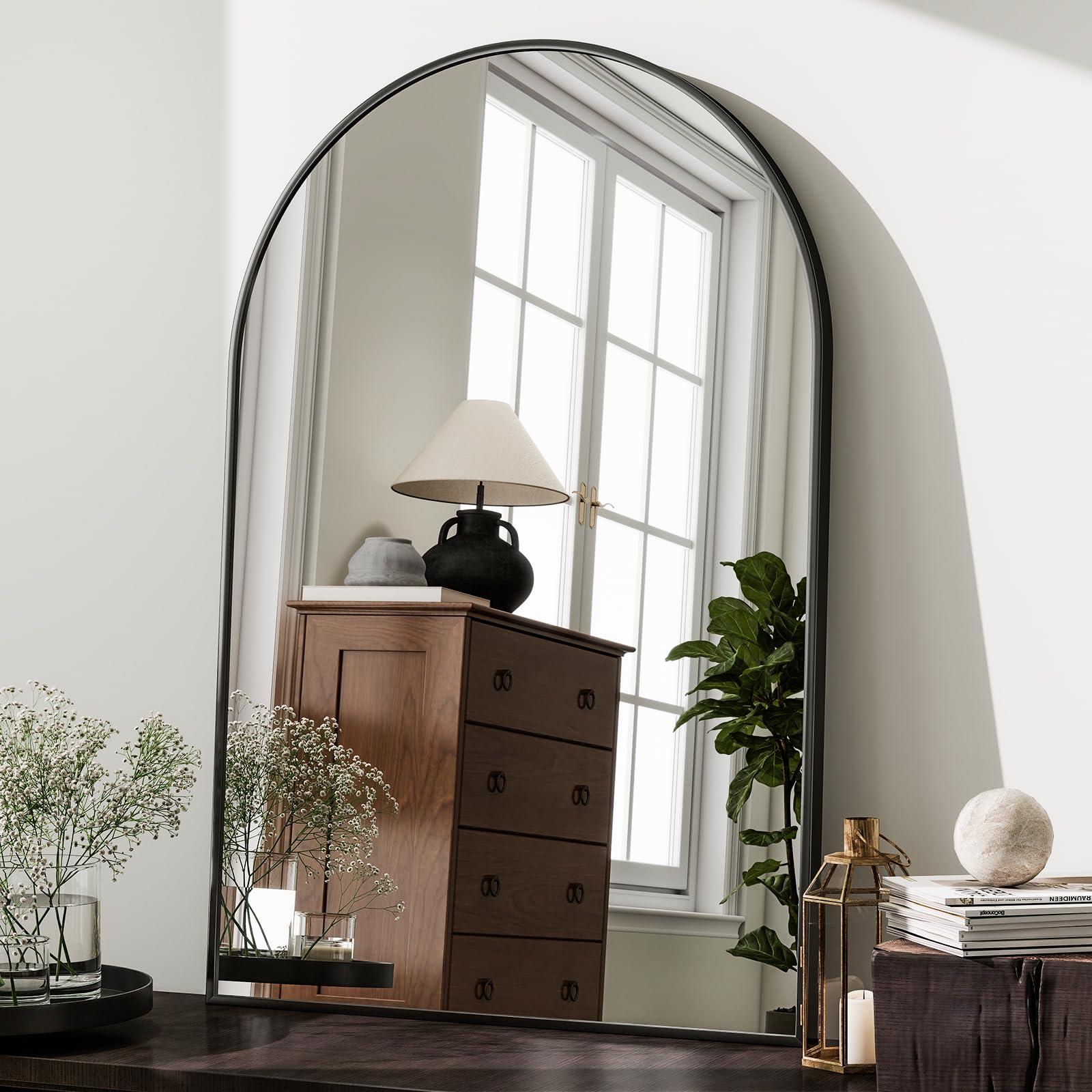 HARRITPURE Arched Wall Mirror 24"x36" – Black Metal Frame Vanity Mirrors for Bedroom, Entryway, Living Room Decor - Image 2