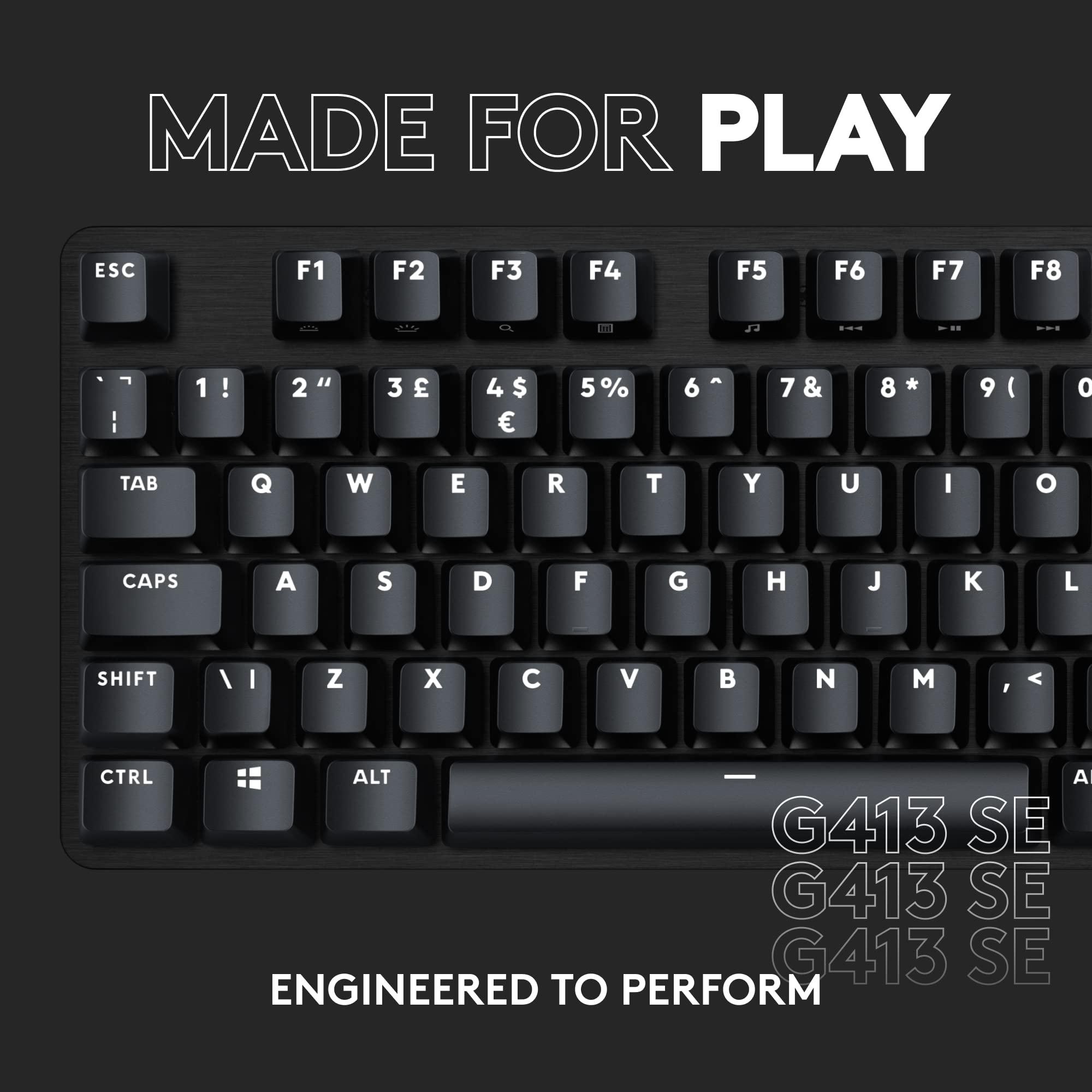 Logitech G413 SE Full-Size Mechanical Gaming Keyboard - Backlit Keyboard with Tactile Mechanical Switches, Anti-Ghosting, Compatible with Windows, macOS - Black Aluminum - Image 9