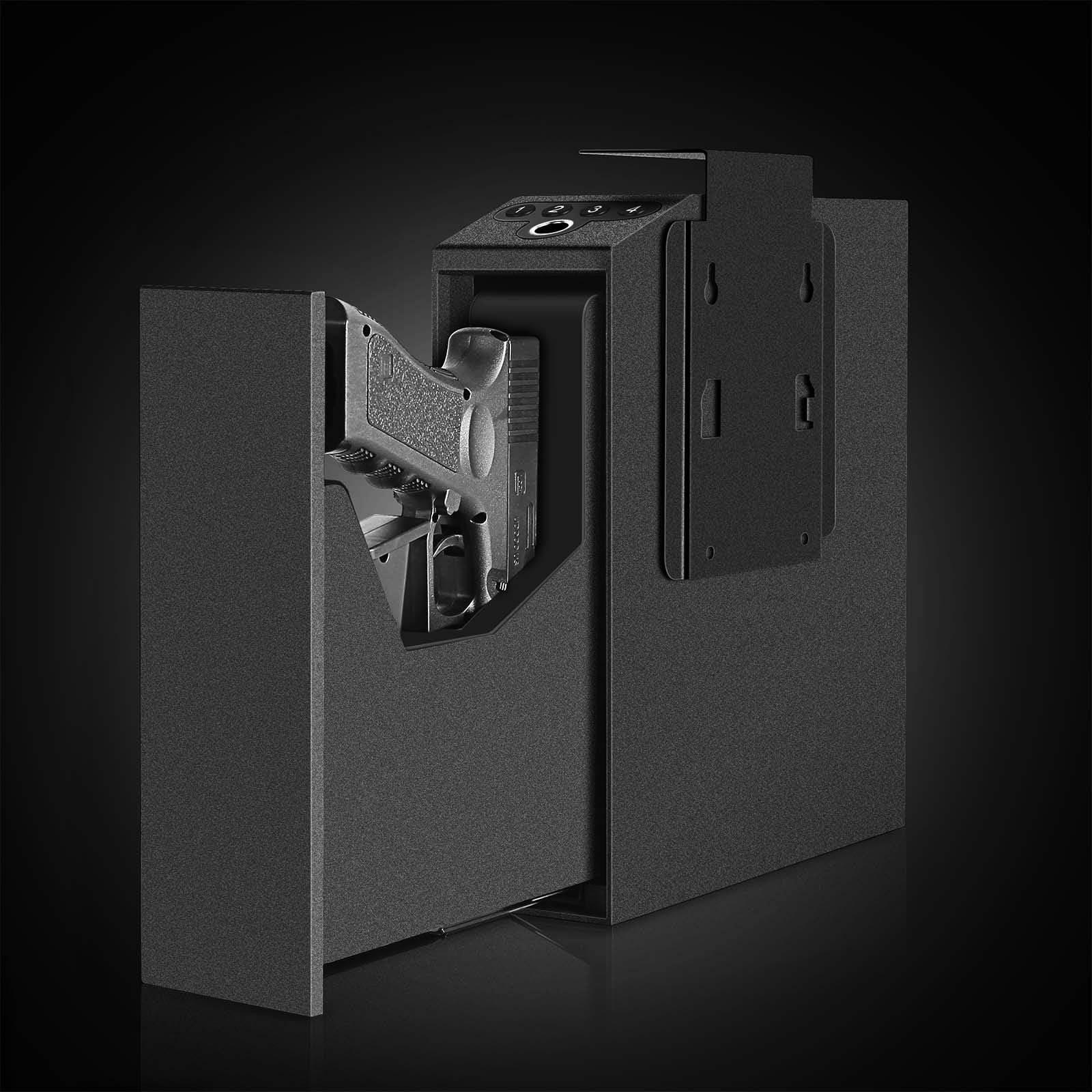 Biometric Slider Handgun Gun Safe for Nightstand, Desk, Bed Side,Truck - Auto Sliding Door Hand Gun Safe for Pistol -with Fingerprint, PIN Code, KEY Access - Image 4