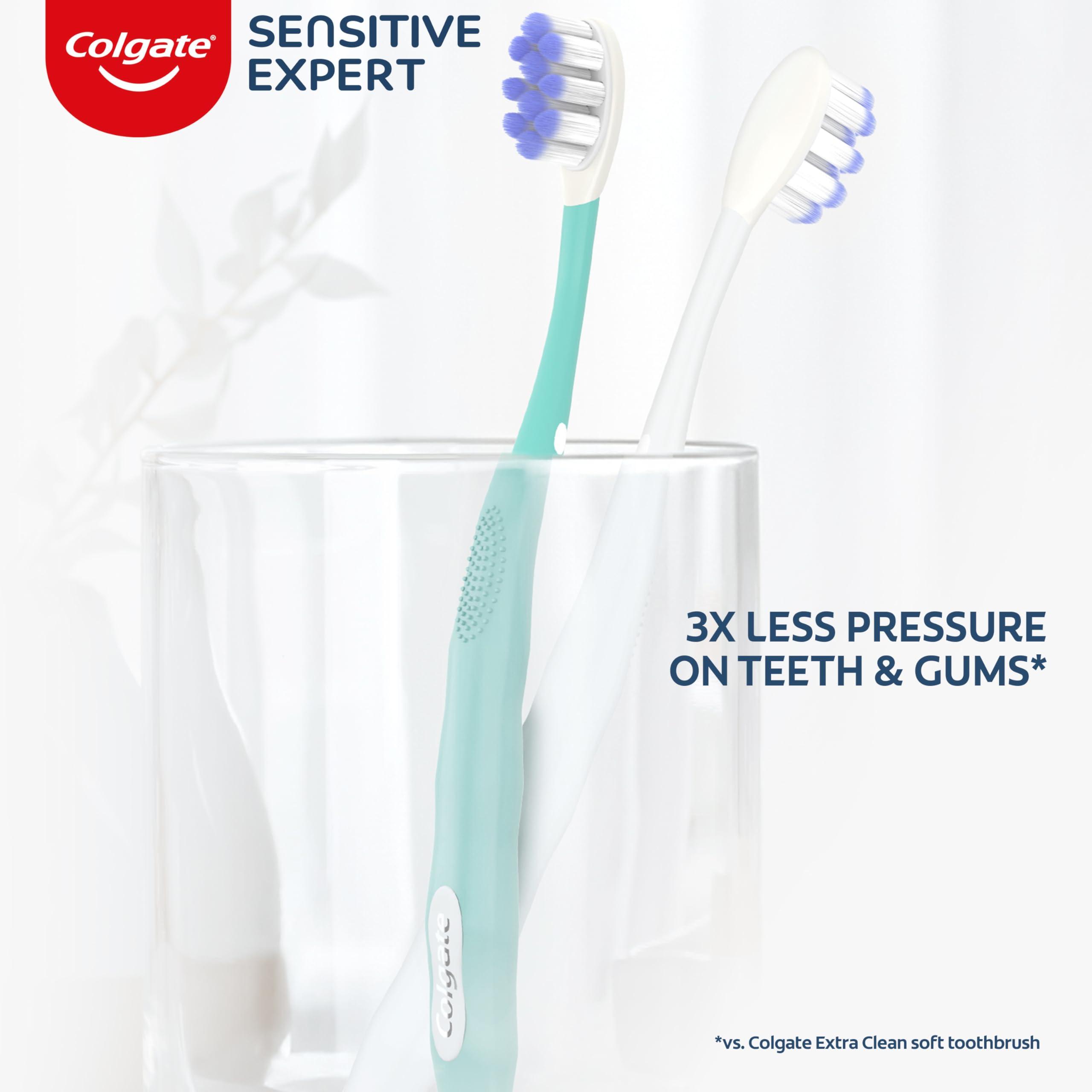Colgate Sensitive Expert Ultra Soft Sensitive Toothbrush Pack, Extra Soft Toothbrush for Sensitive Gums and Teeth, Gently Cleans Teeth and Gums, 2 Pack - Image 2