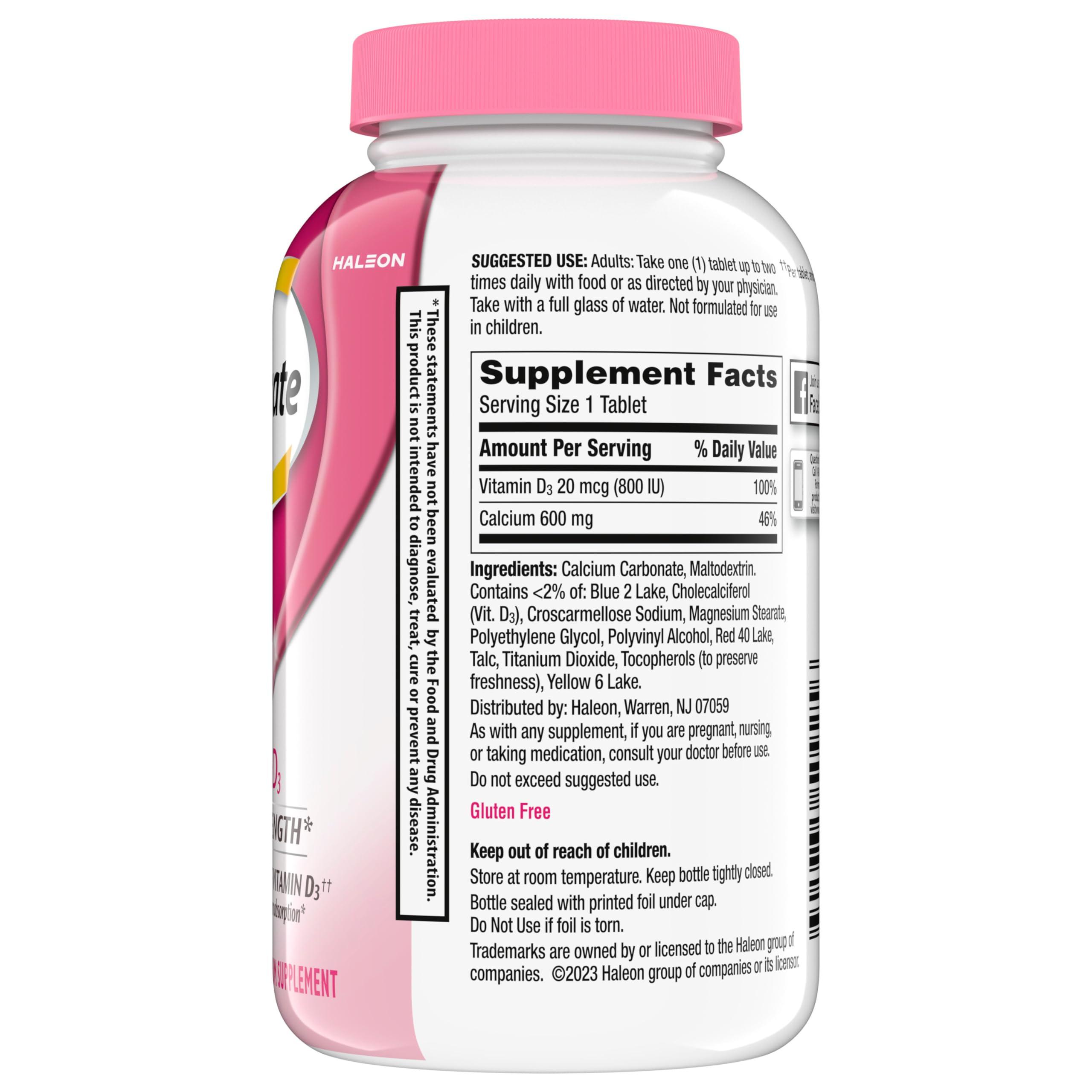Caltrate 600 Plus D3 Calcium and Vitamin D Supplement Tablets, Bone Health Supplements for Adults - 200 Count - Image 12