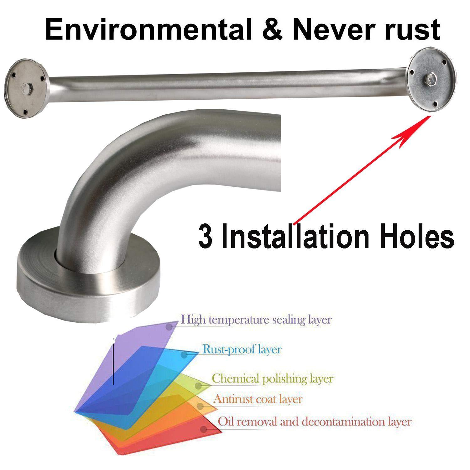 Brushed Nickel Shower Grab Bar 16 Inch - 1 1/4" Diameter, iMomwee 2 Pack Stainless Steel Safety Assist Handle, Wall Mounted Bathroom Mobility Aid Balance Support Hand Rail for Handicap Elderly Senior - Image 3