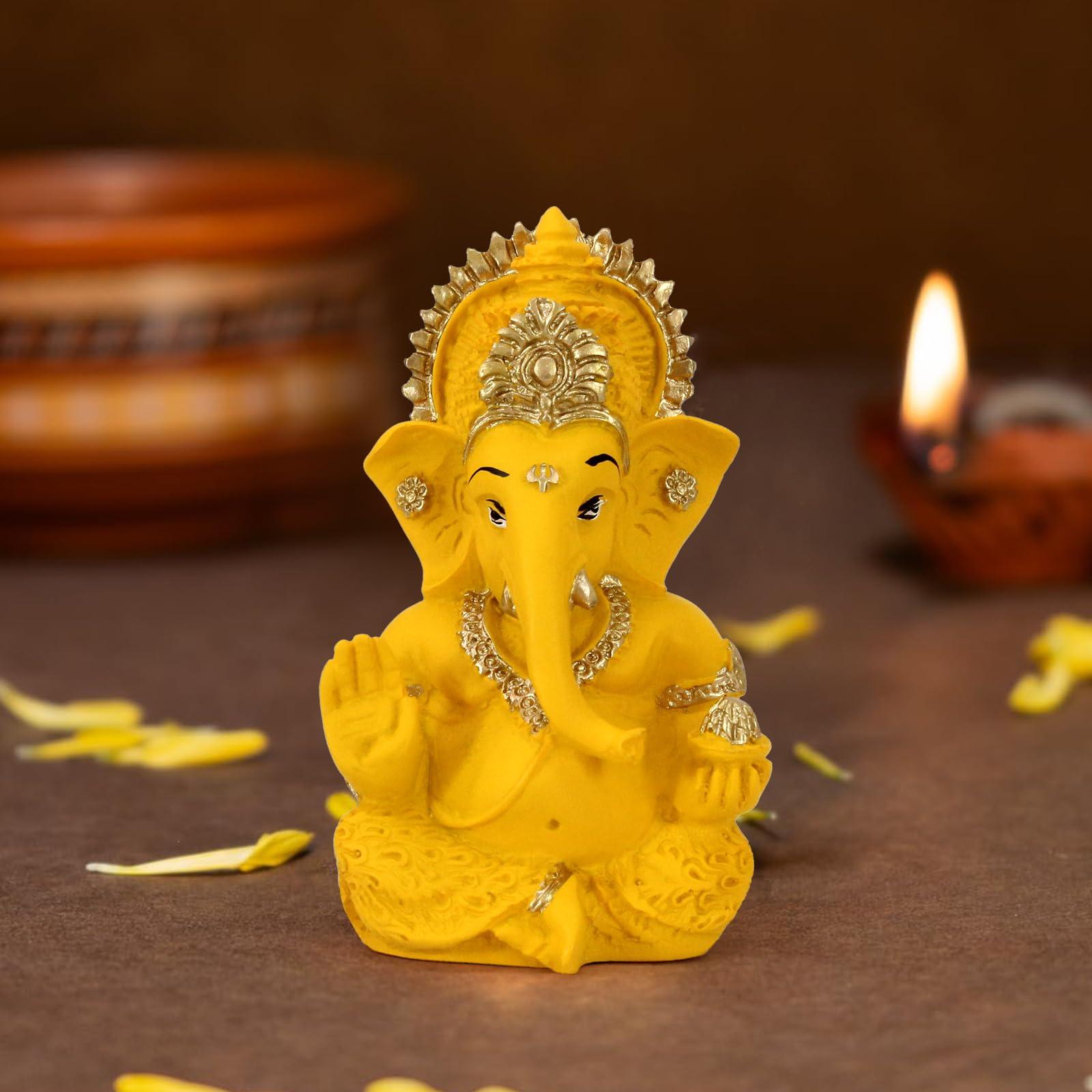 TIED RIBBONS Ganesh Statue for Car Dashboard | Resin, 3 Inch | Ganesha Statue for Home, Office, Desk, Pooja | Baby Ganesha Statues | Indian Decorations for Pooja Mandir Temple | Indian Return Gifts - Image 7