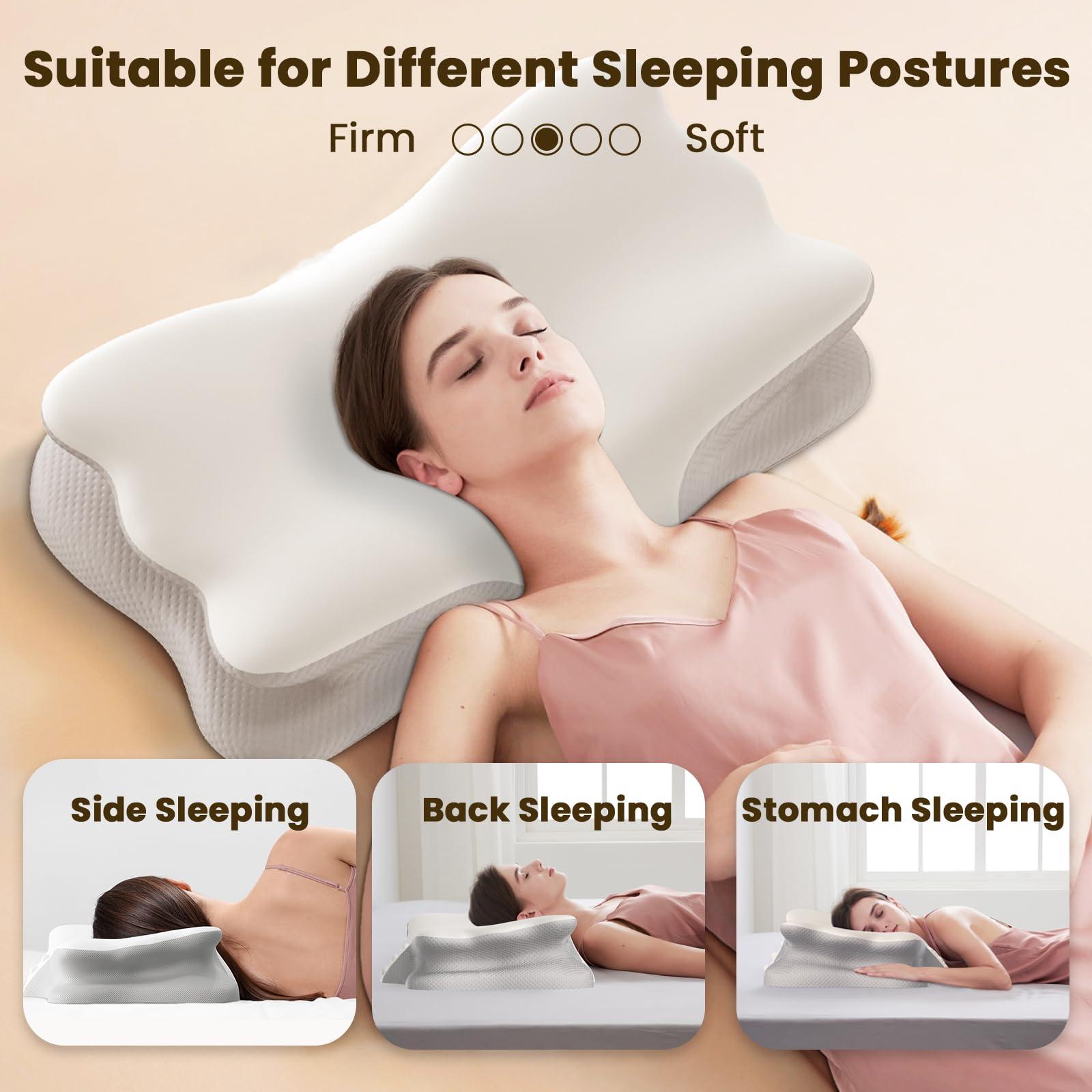 Tranqifit Cervical Pillow for Neck Pain Relief, Memory Foam Pillows for Sleeping, Ergonomic Orthopedic Pillow with Cooling Pillowcase, Contour Neck Support Pillow for Side, Back and Stomach Sleepers - Image 6