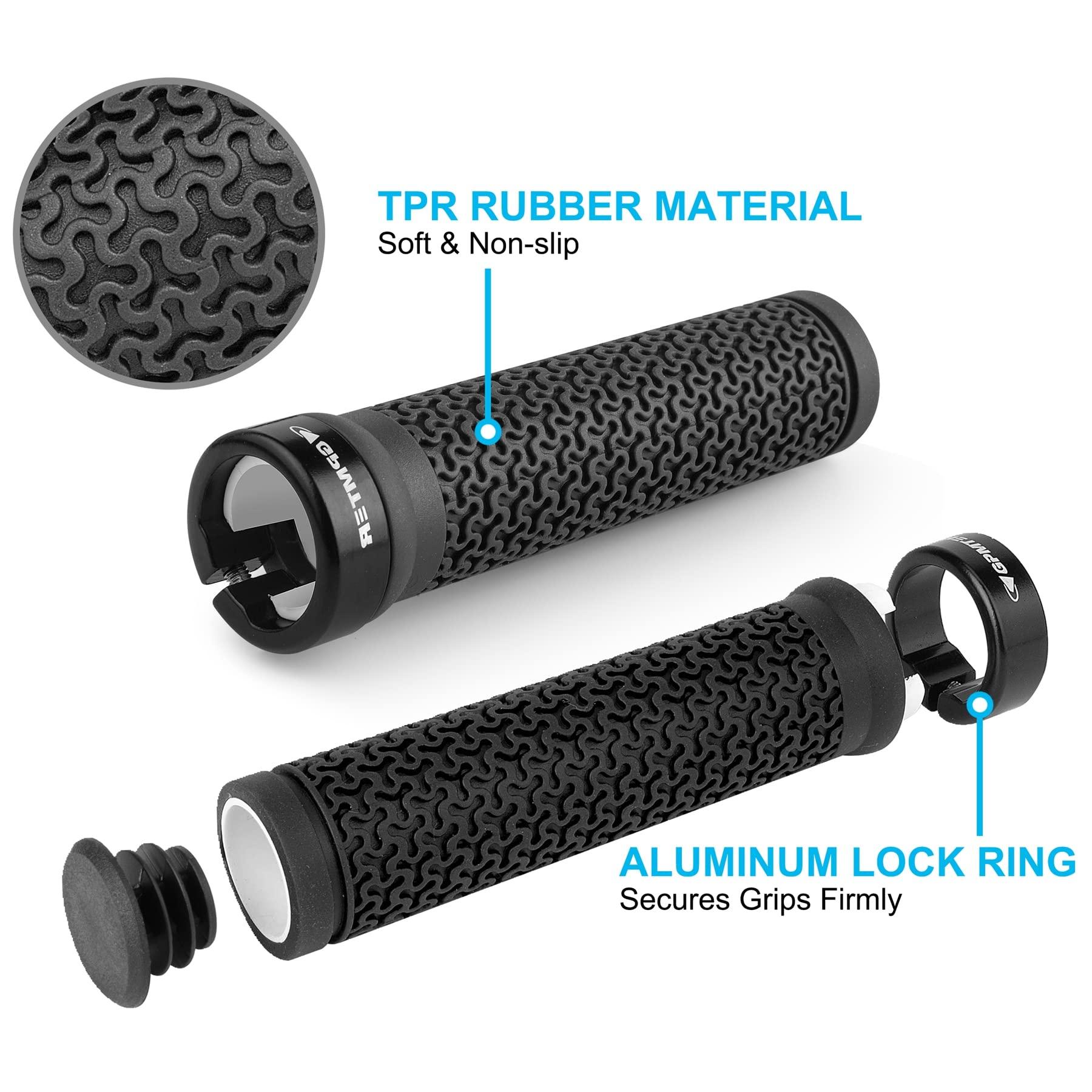GPMTER Bike Handlebar Grips, Single Lock on Bicycle Handle Bar, for BMX, Mountain, MTB, Beach Cruiser, Scooter, Folding Bike, Soft Non-Slip-Rubber Hand Grip Comfortable Ergonomic - Image 4
