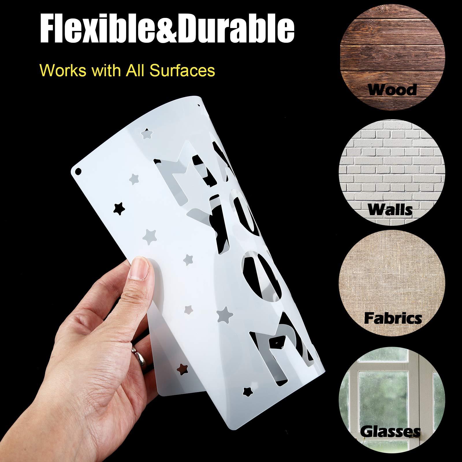 16 Pieces Inspirational Word Stencil Motivational Quote Reusable Polyester Film Template Stencils with Open Ring for Crafts Painting on Wood Drawing Wall Home Decor Gift(7.87 x 7.87 Inches) - Image 4