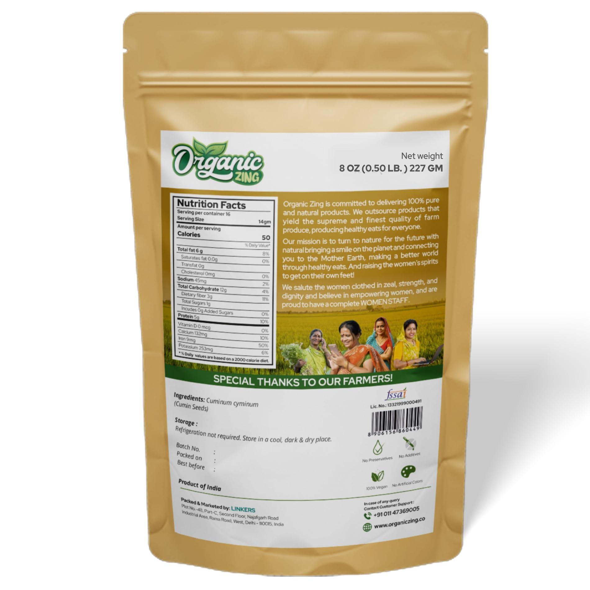 Organic Zing Cumin Seeds | 100% Vegan and Chemical Free | Sabut Jeera | Contains No Additives | Packed and Produced in India - 227 gm(Pack of 1) - Image 3