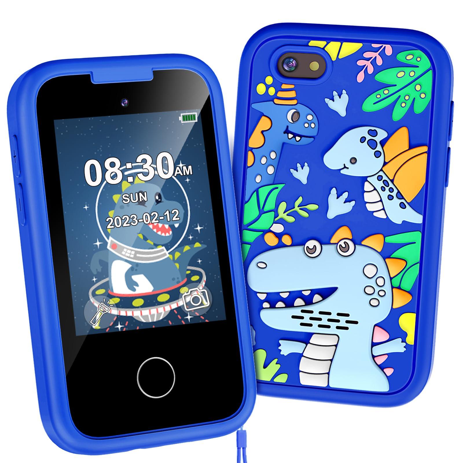 Kids Smart Phone for Boys, Christmas Birthday Gifts for Boy Girl Age 3-10 Kids Toys Cell Phone, 2.8" Touchscreen Toddler Learning Play Toy Phone with Dual Camera, Game, Music Player, 8GB Card Blue